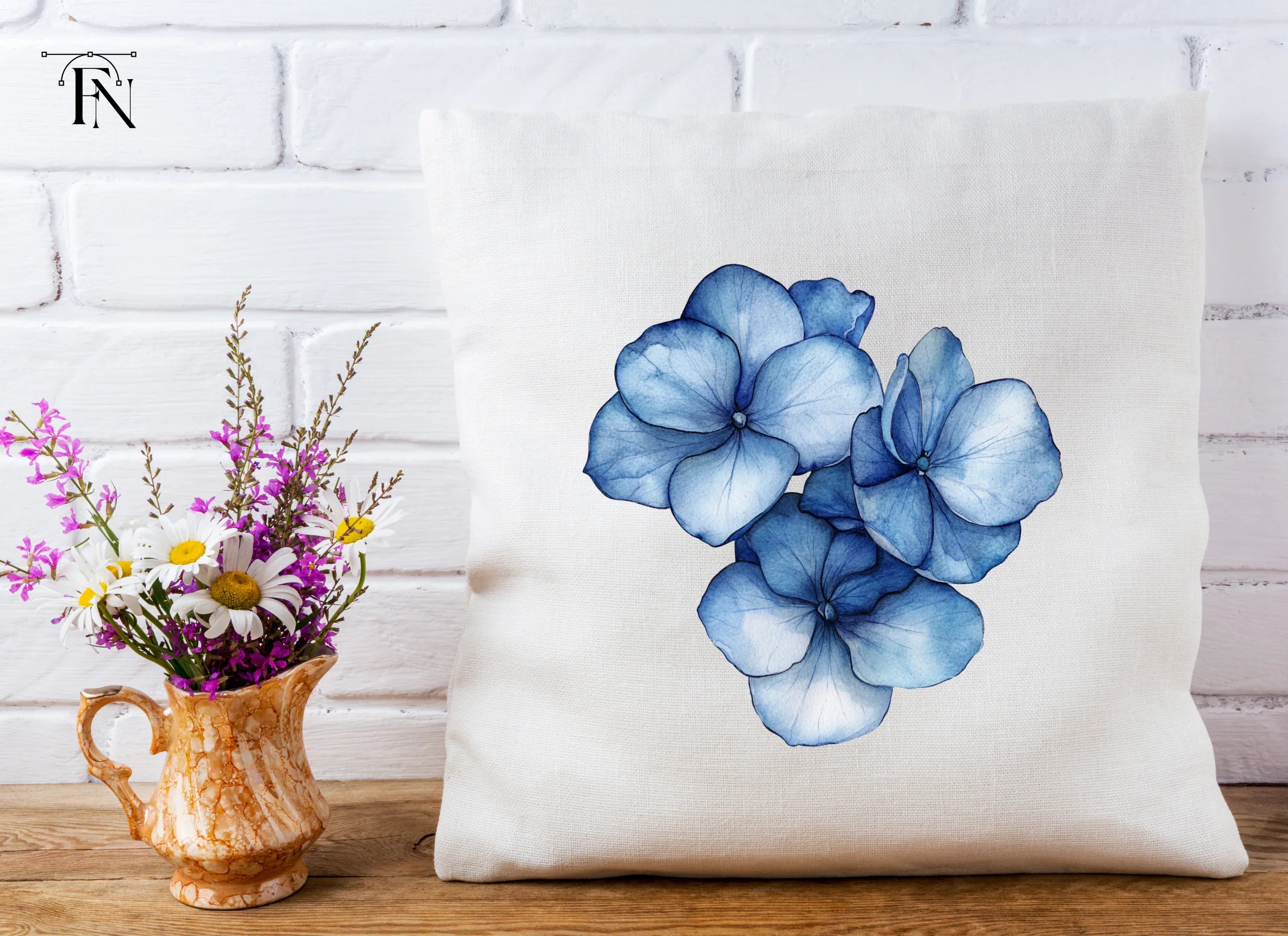 Vibrant Blue Hydrangea Clipart Bundle