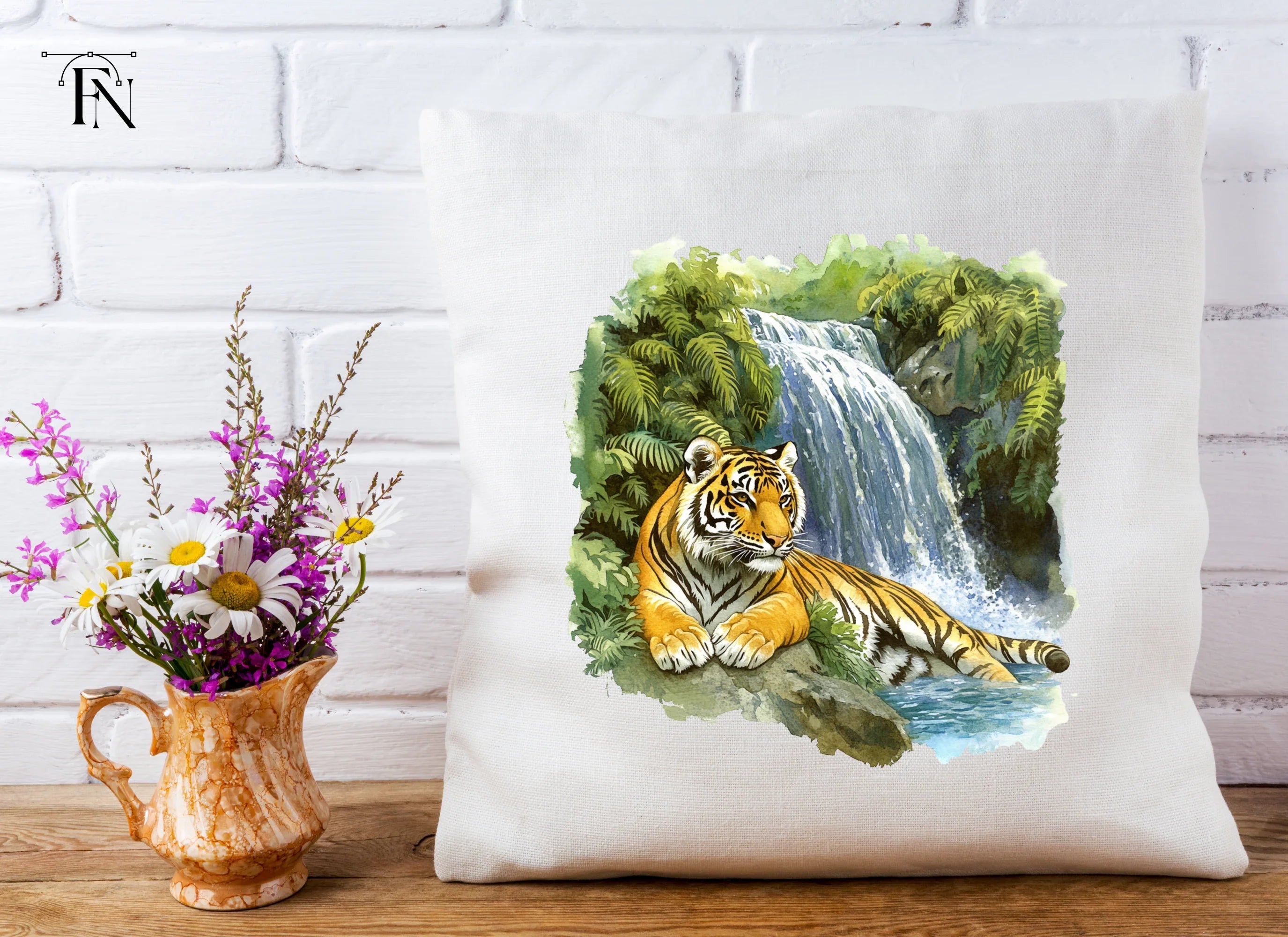 Majestic Tigers by Jungle Waterfall Clipart Bundle