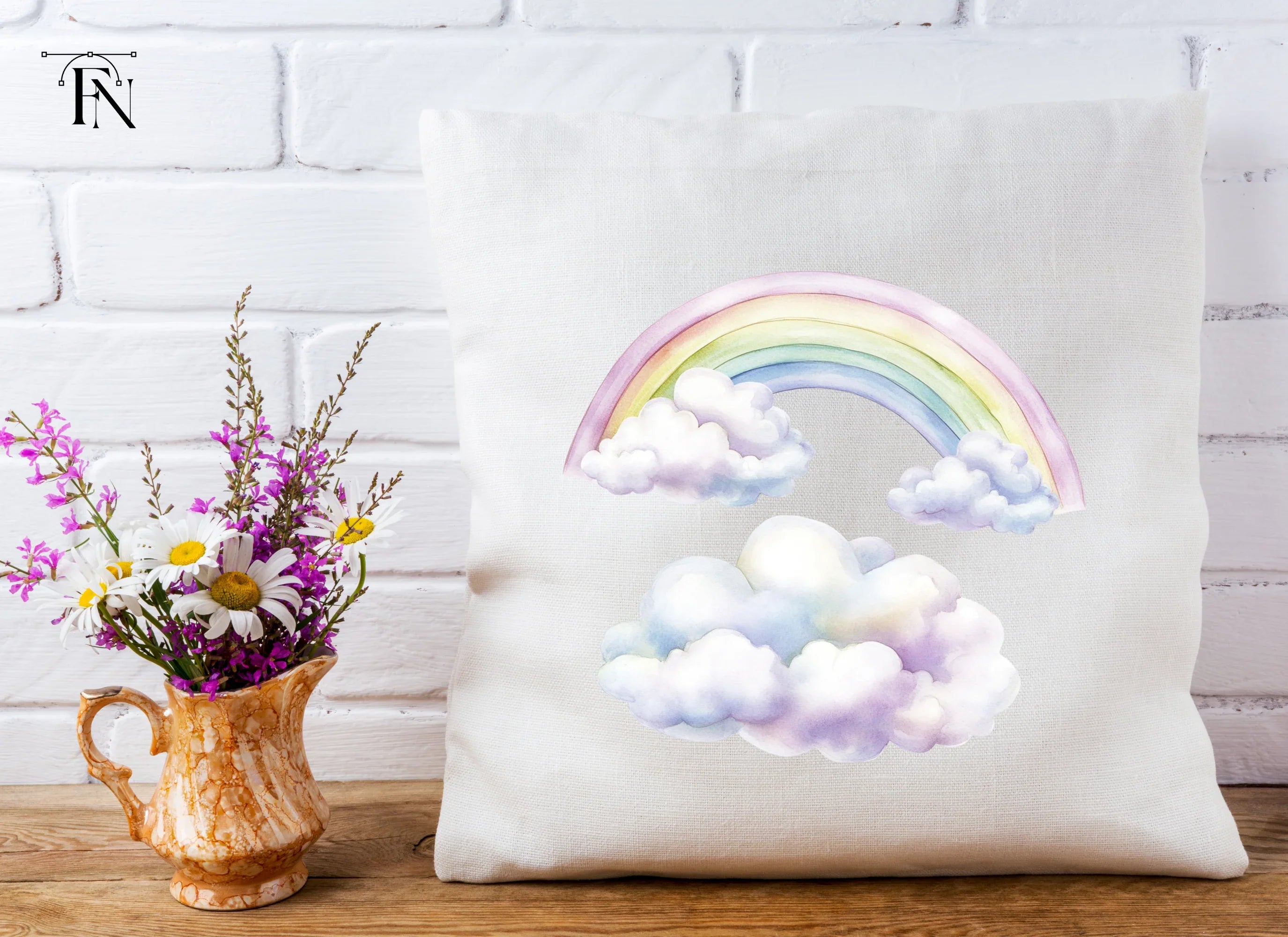 Rainbow and Clouds Clipart Bundle