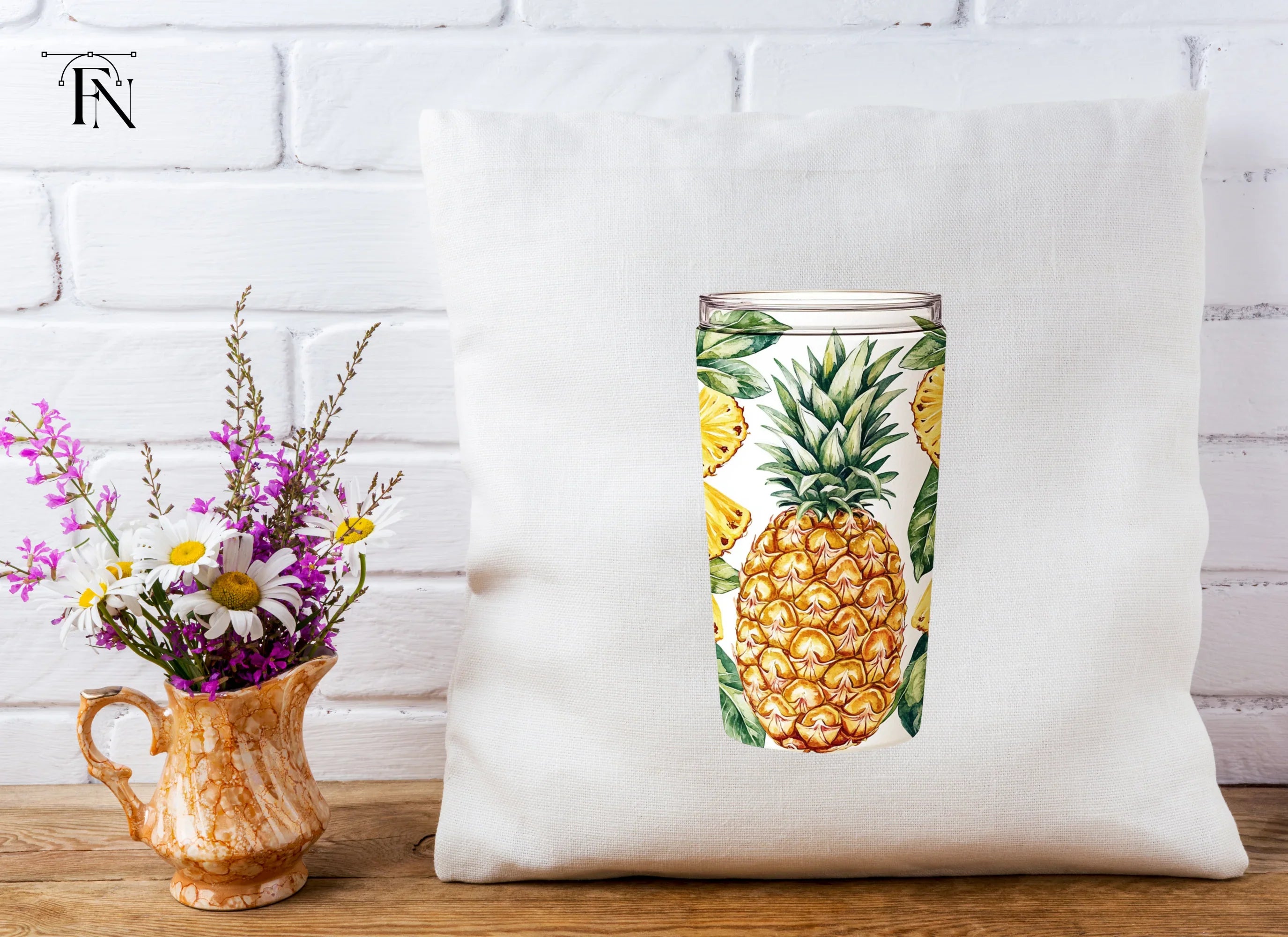 Tropical Pineapple Tumbler Clipart Bundle