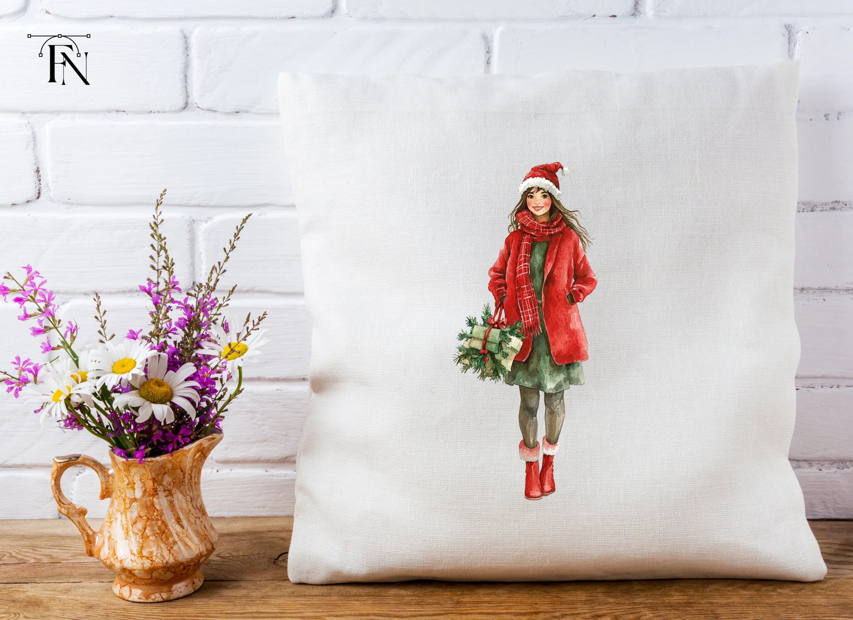 Christmas Gifts Clipart Bundle Featuring Woman