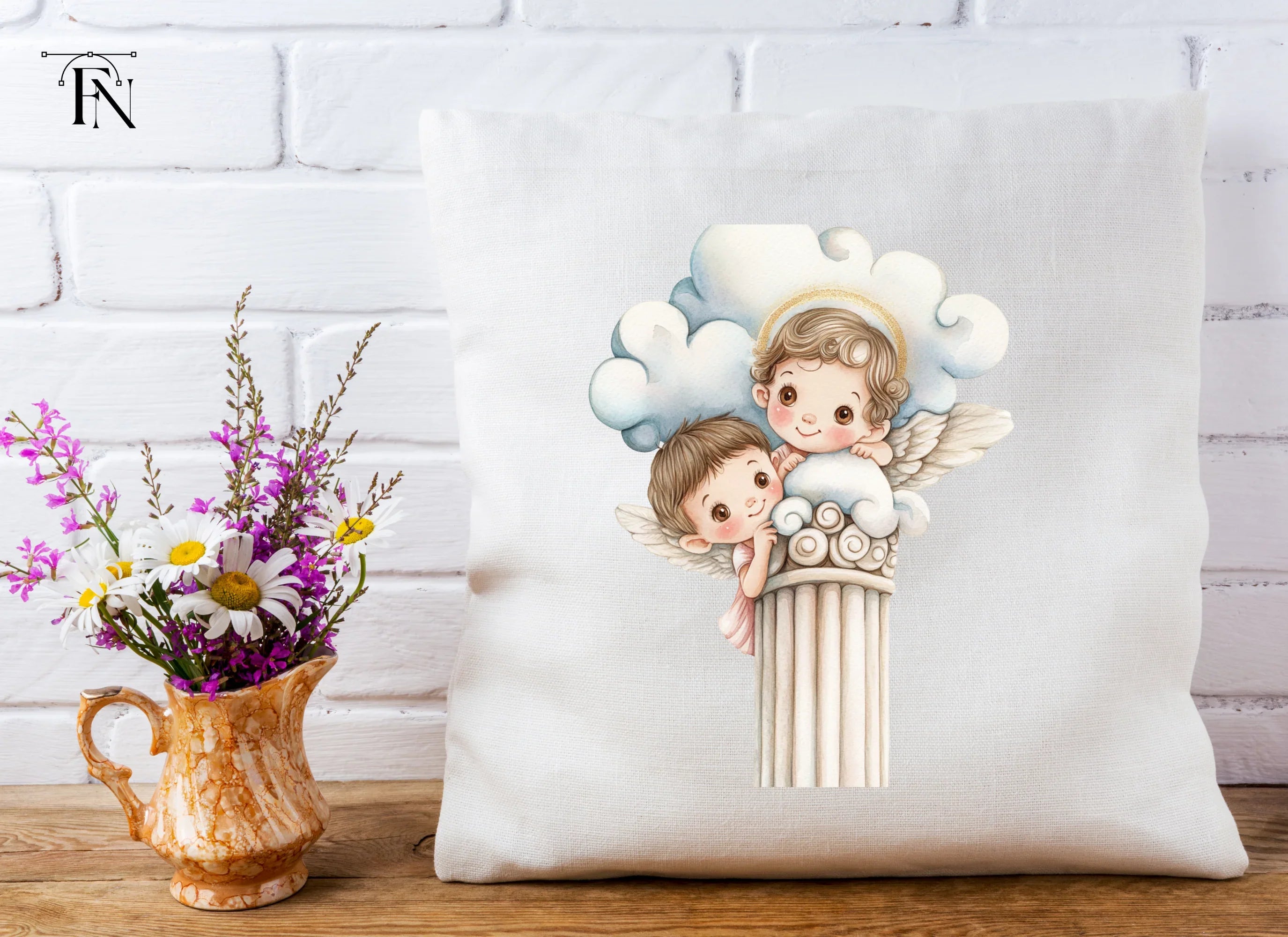 Angels on Pillars Clipart Bundle