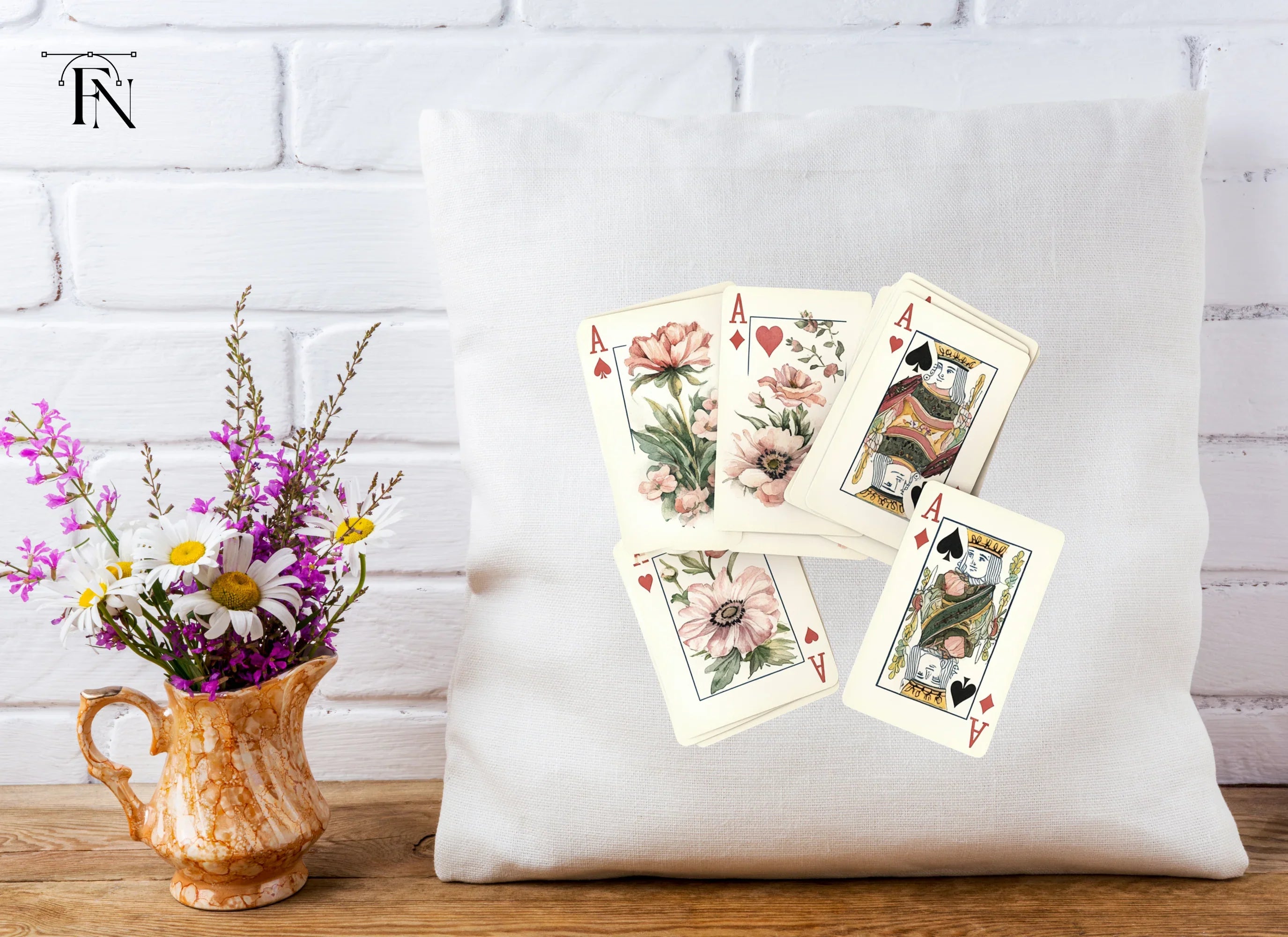 Floral Ace Playing Cards Clipart Bundle