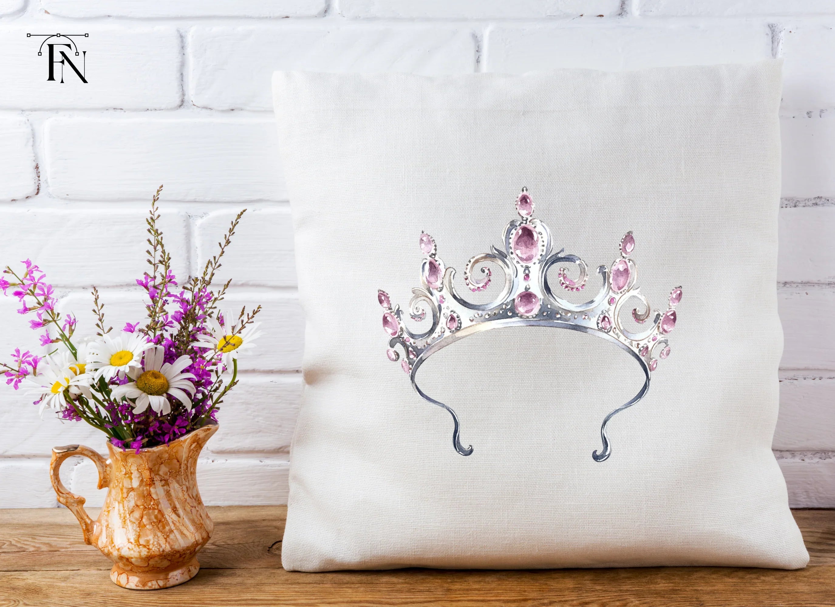 Elegant Pink Gemstone Tiara Clipart Bundle