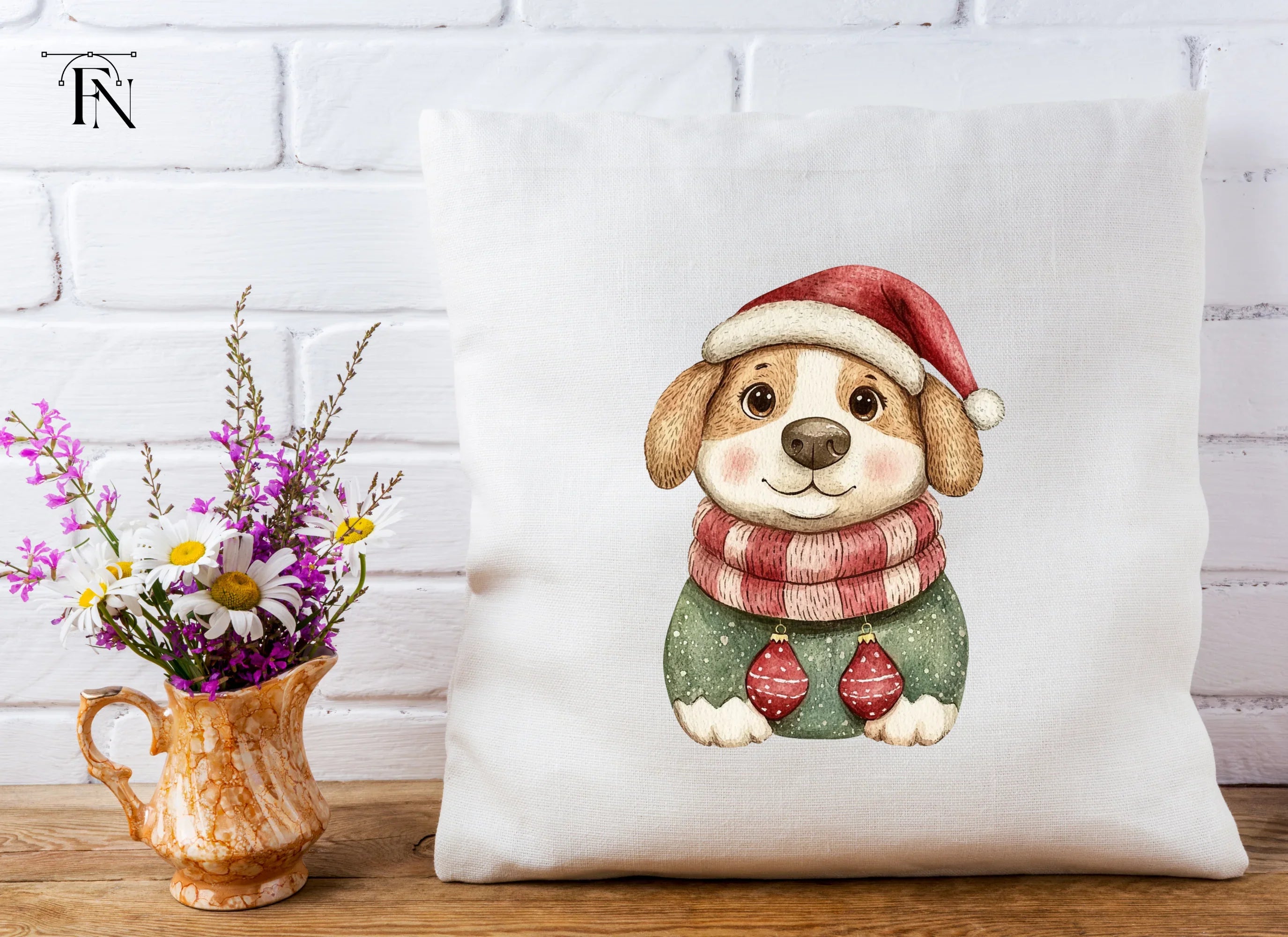 Cute Christmas Puppy Clipart Bundle