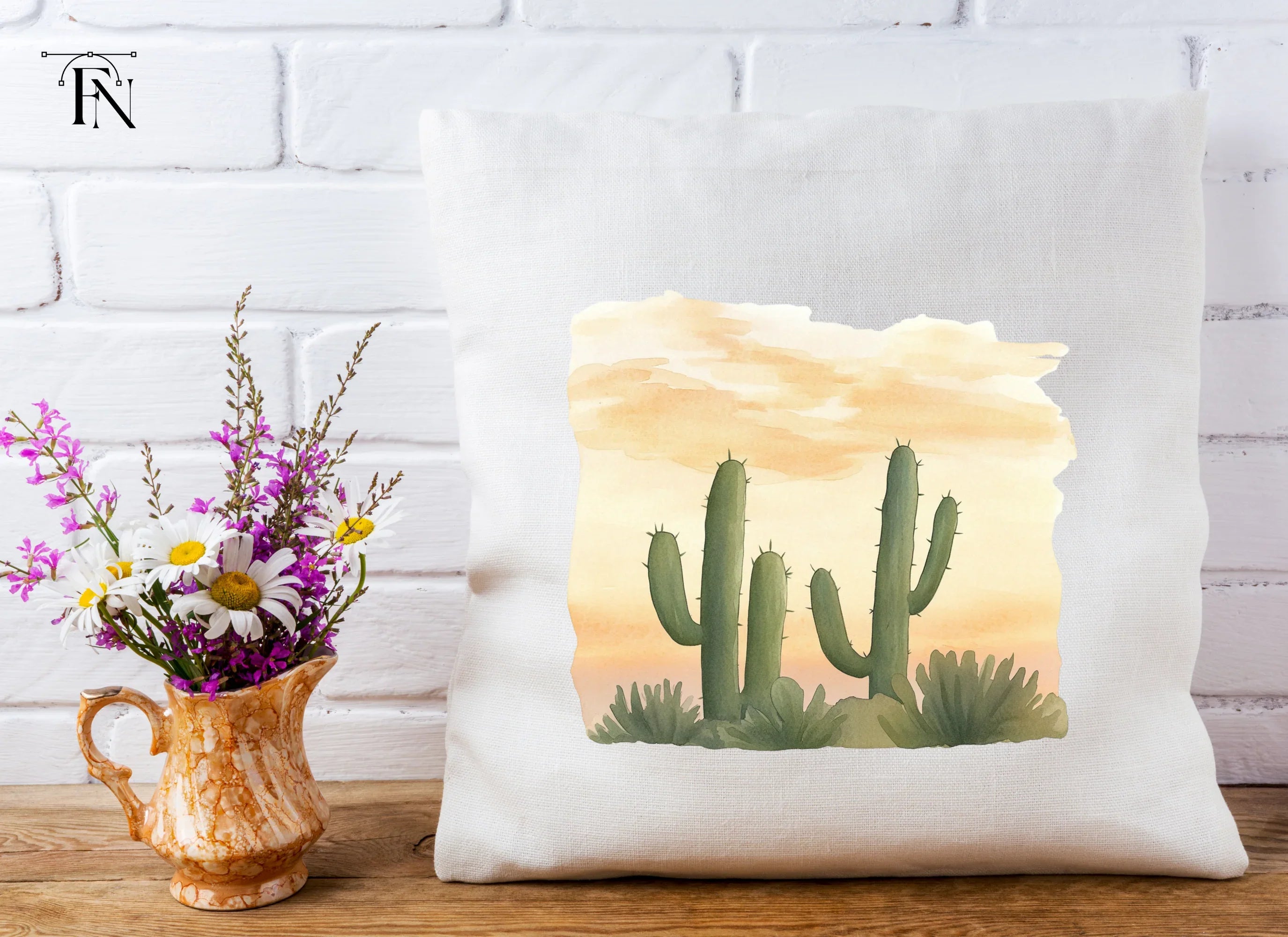 Desert Cactus Sunset Clipart Bundle