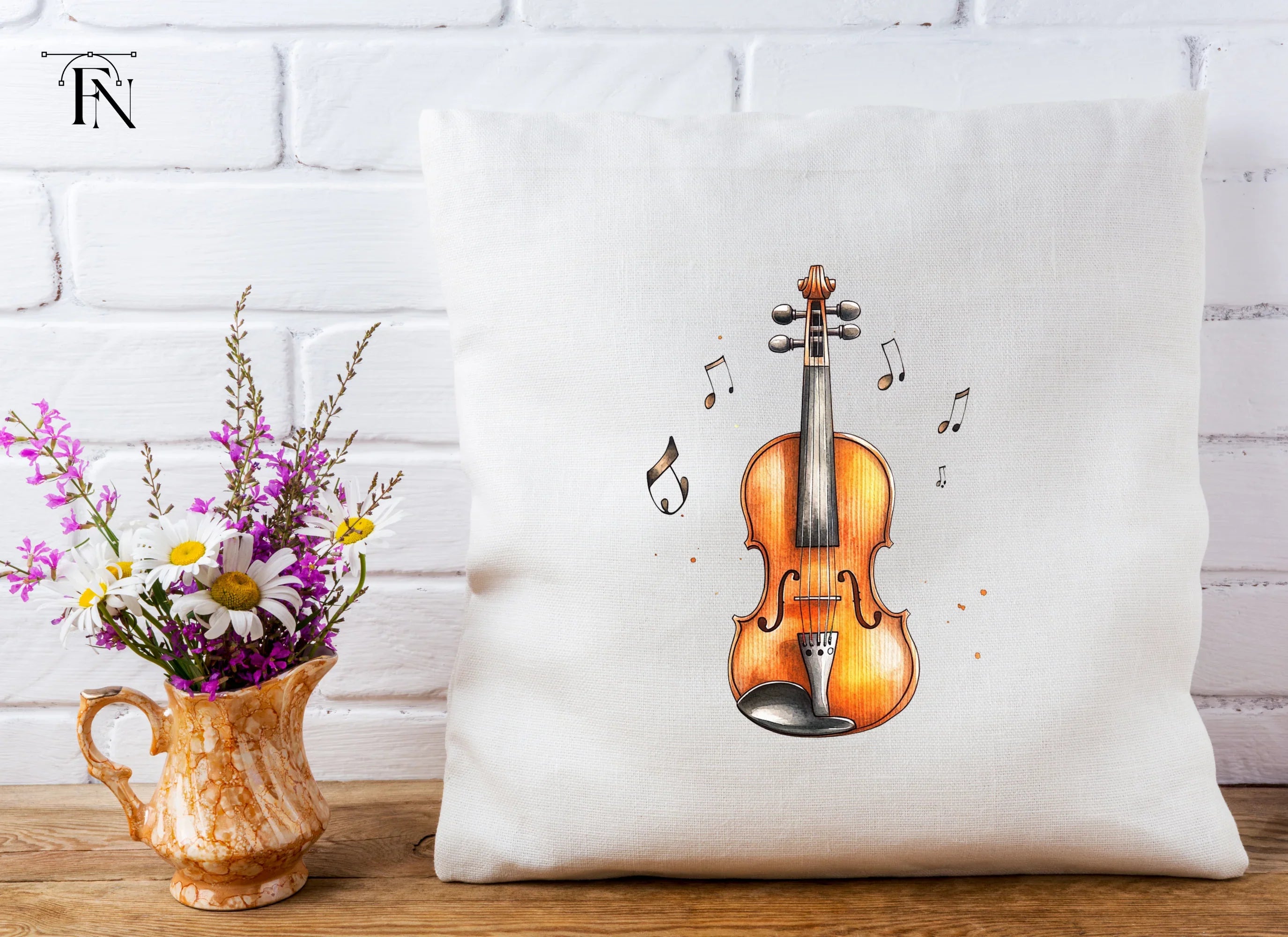Hand Drawn Violin with Notes Clipart Bundle