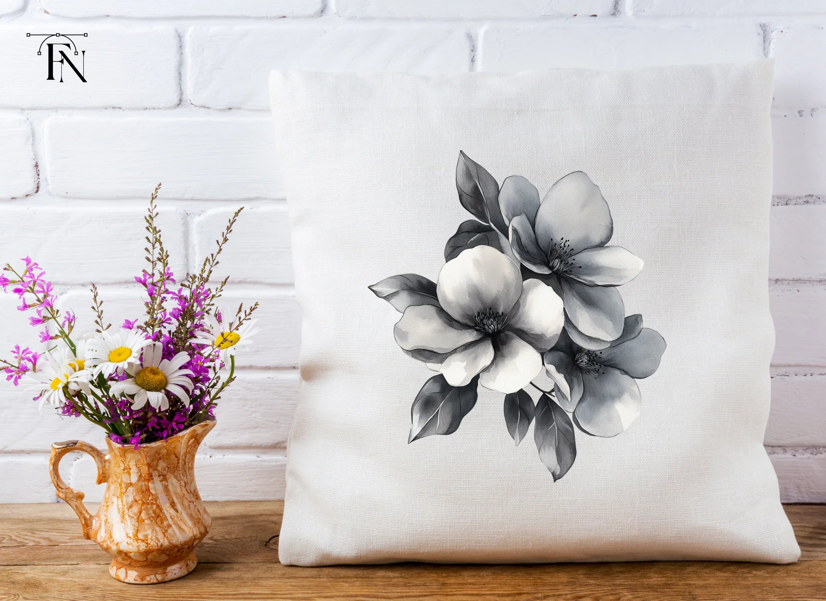 Elegant Black and White Floral Clipart Bundle