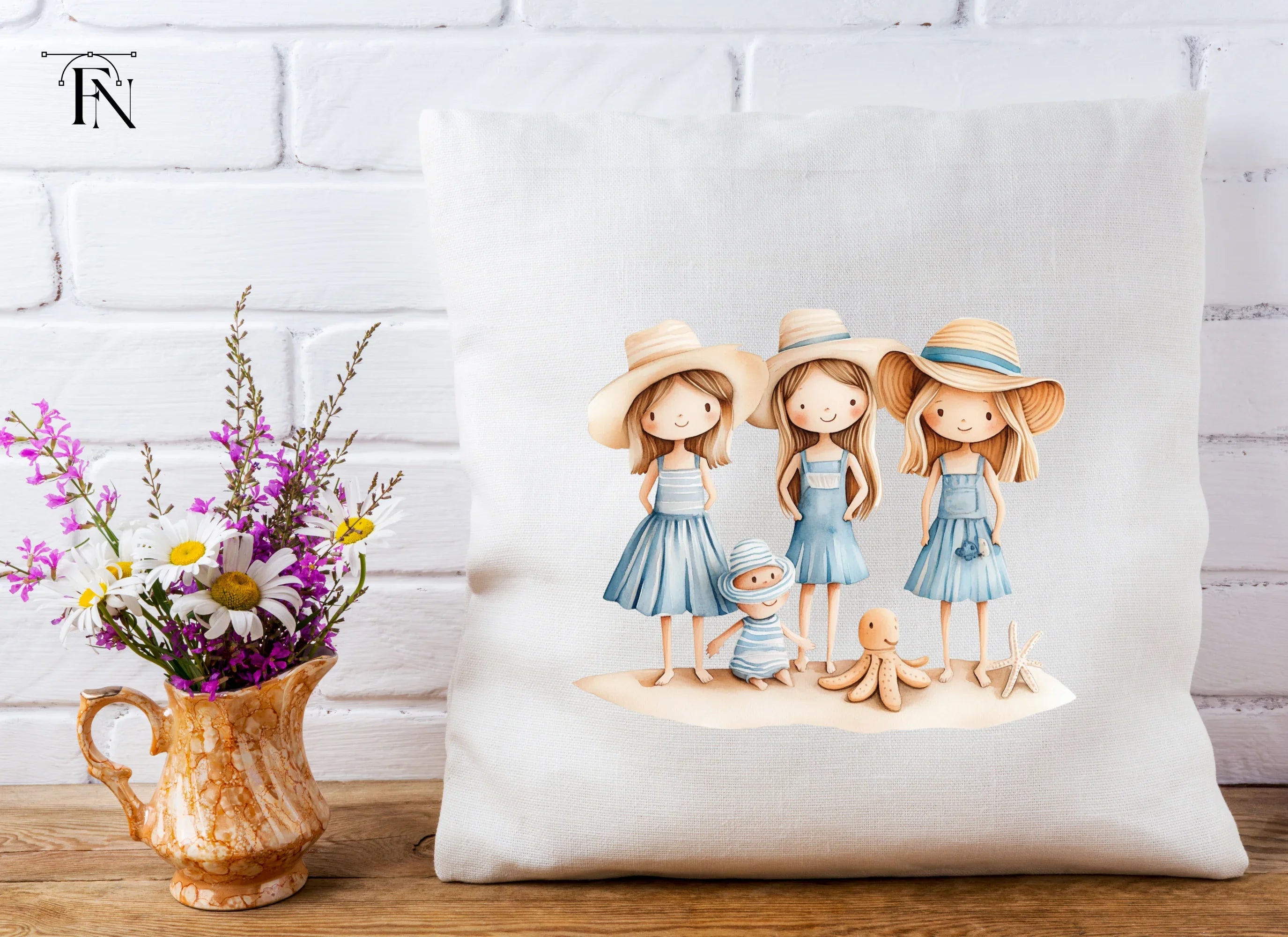 Cute Girls Beach Day Clipart Bundle