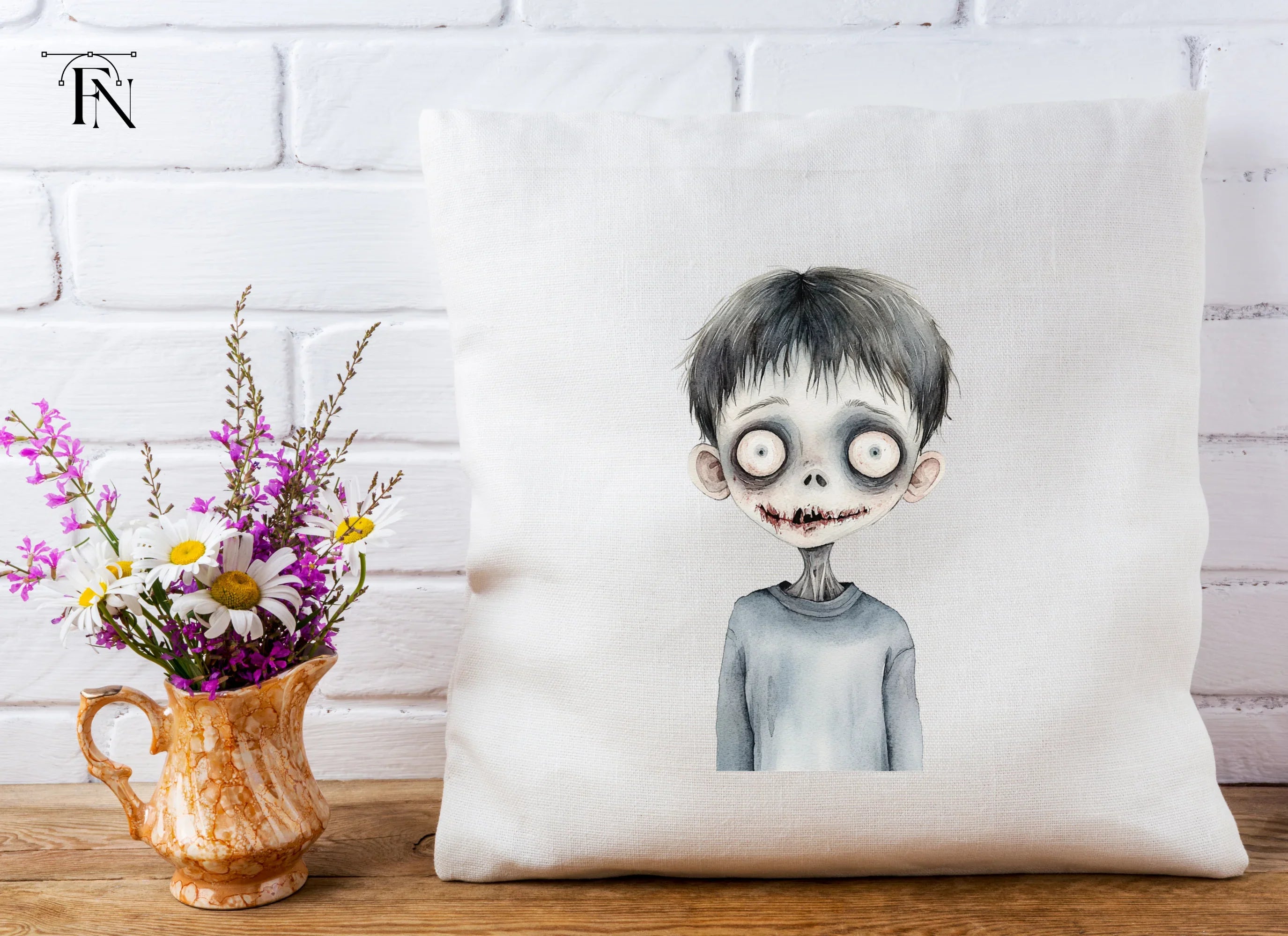 Creepy Zombie Boy Halloween Clipart Bundle