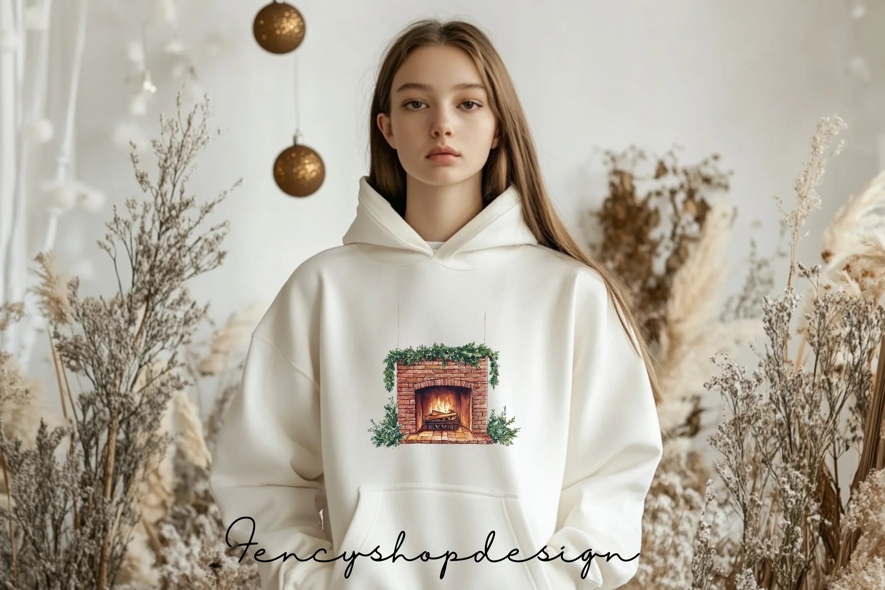 Cozy Christmas Fireplace Clipart Bundle