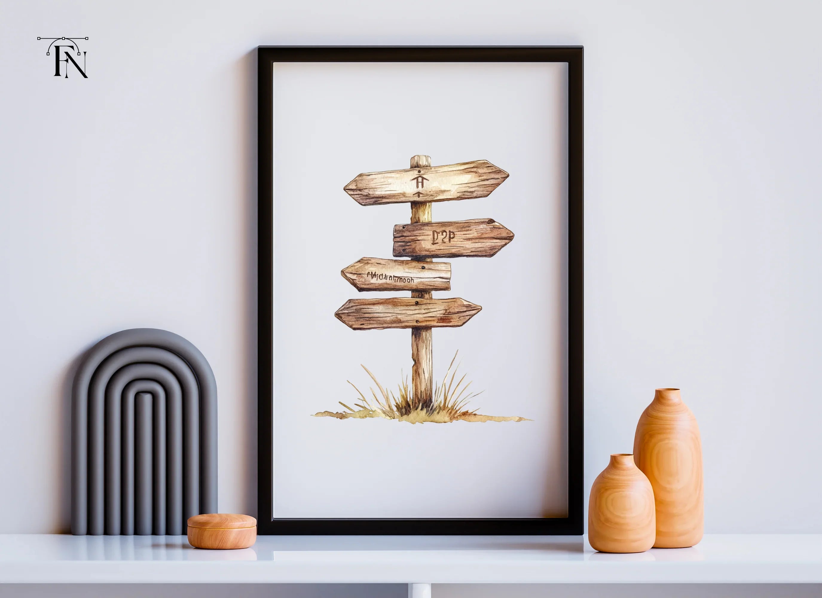 Rustic Sign Post Drawing Rustic Wooden Signpost Clipart Bundle