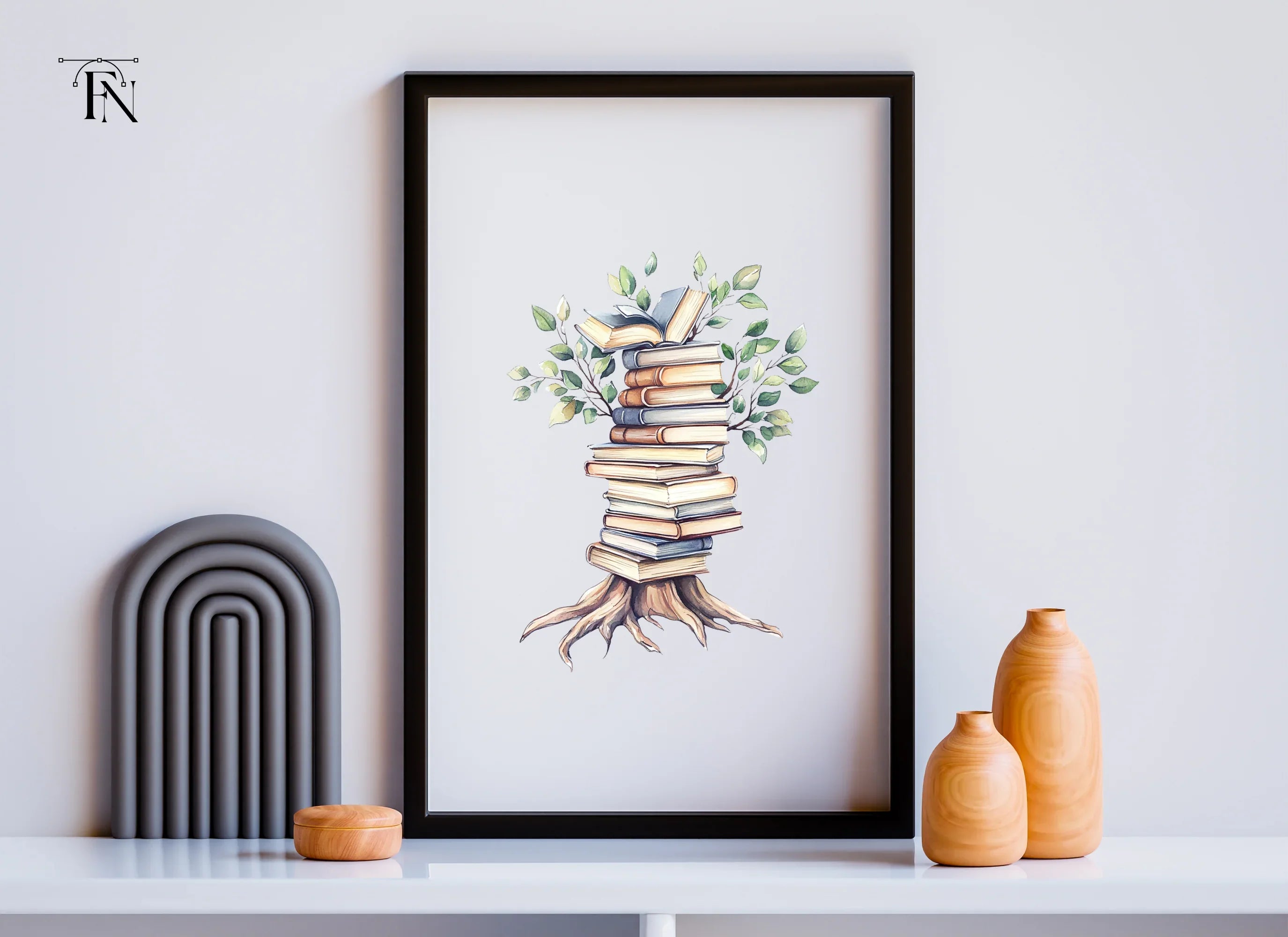 Stacked Books with Leaves Clipart Bundle