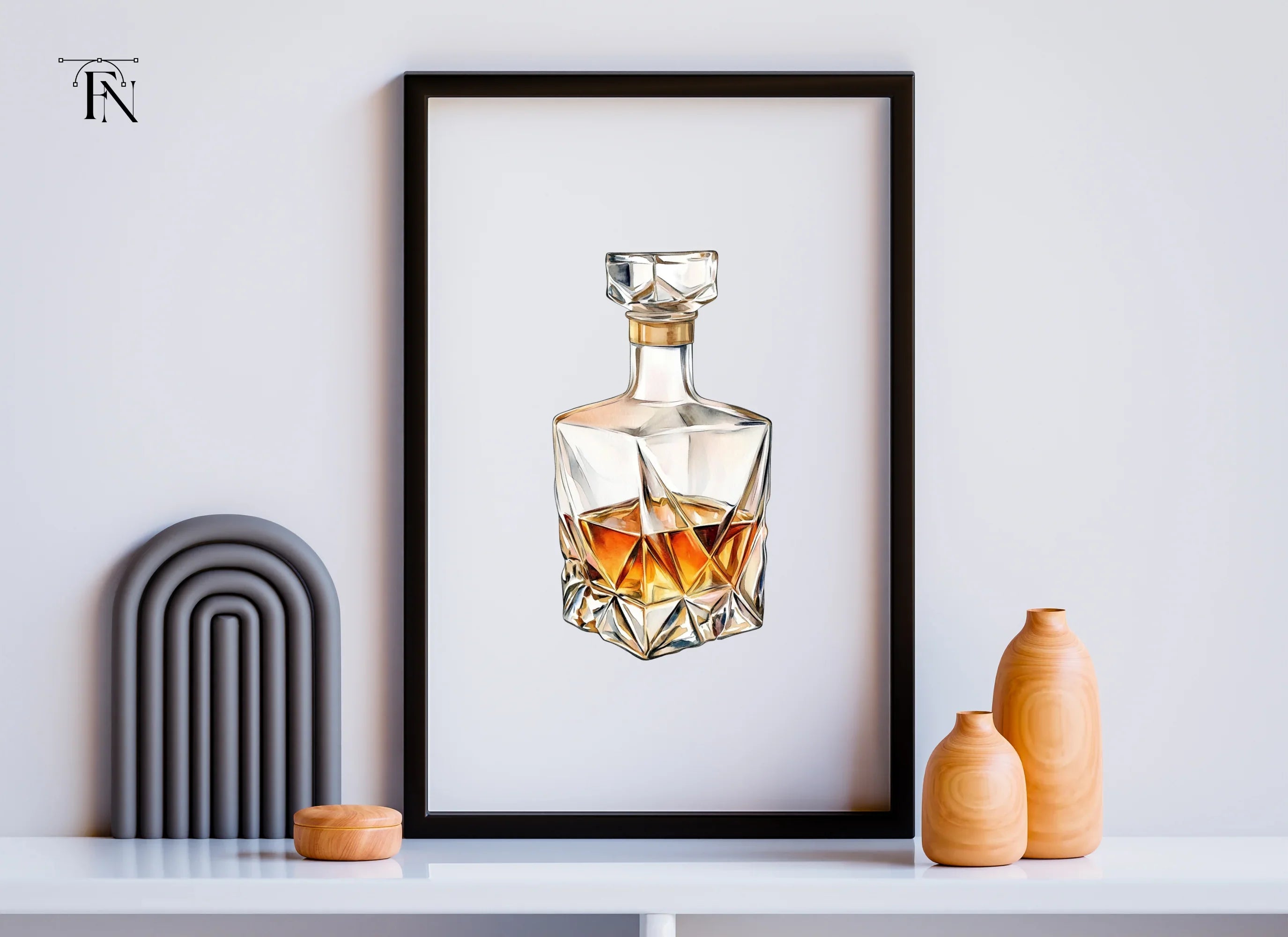 Elegant Whiskey Decanters Clipart Bundle