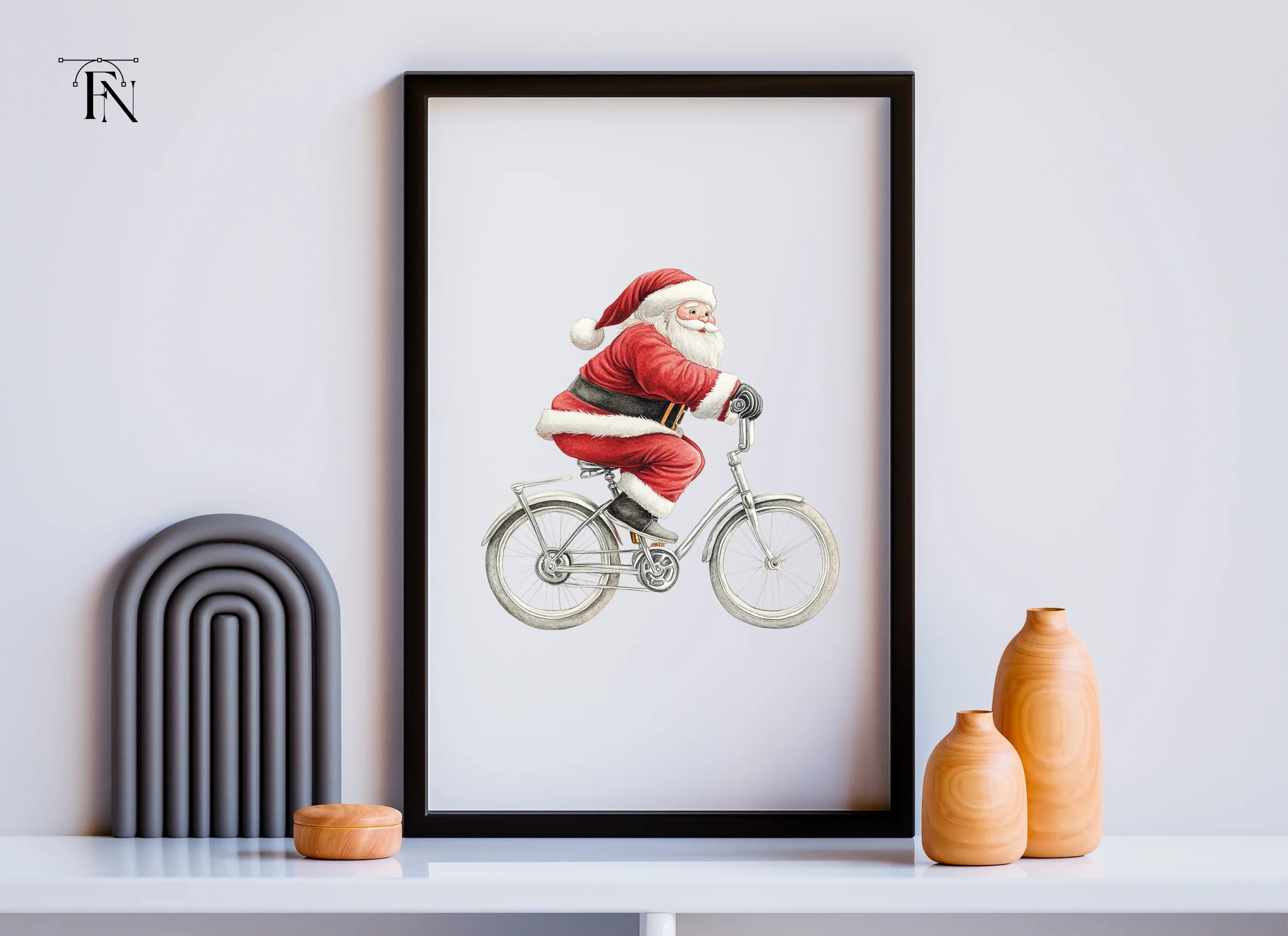 Santa Claus Riding Bicycle Clipart Bundle