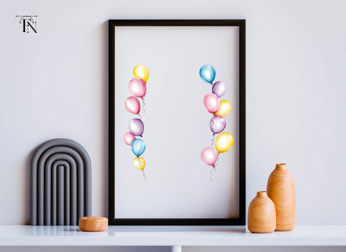 Balloon Pattern Border Pastel Balloon Borders Clipart Bundle