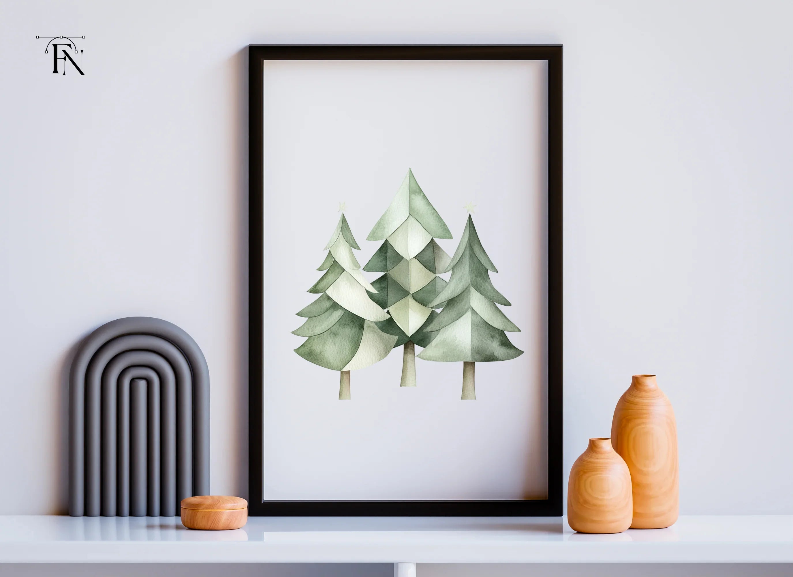 Geometric Christmas Trees Clipart Bundle