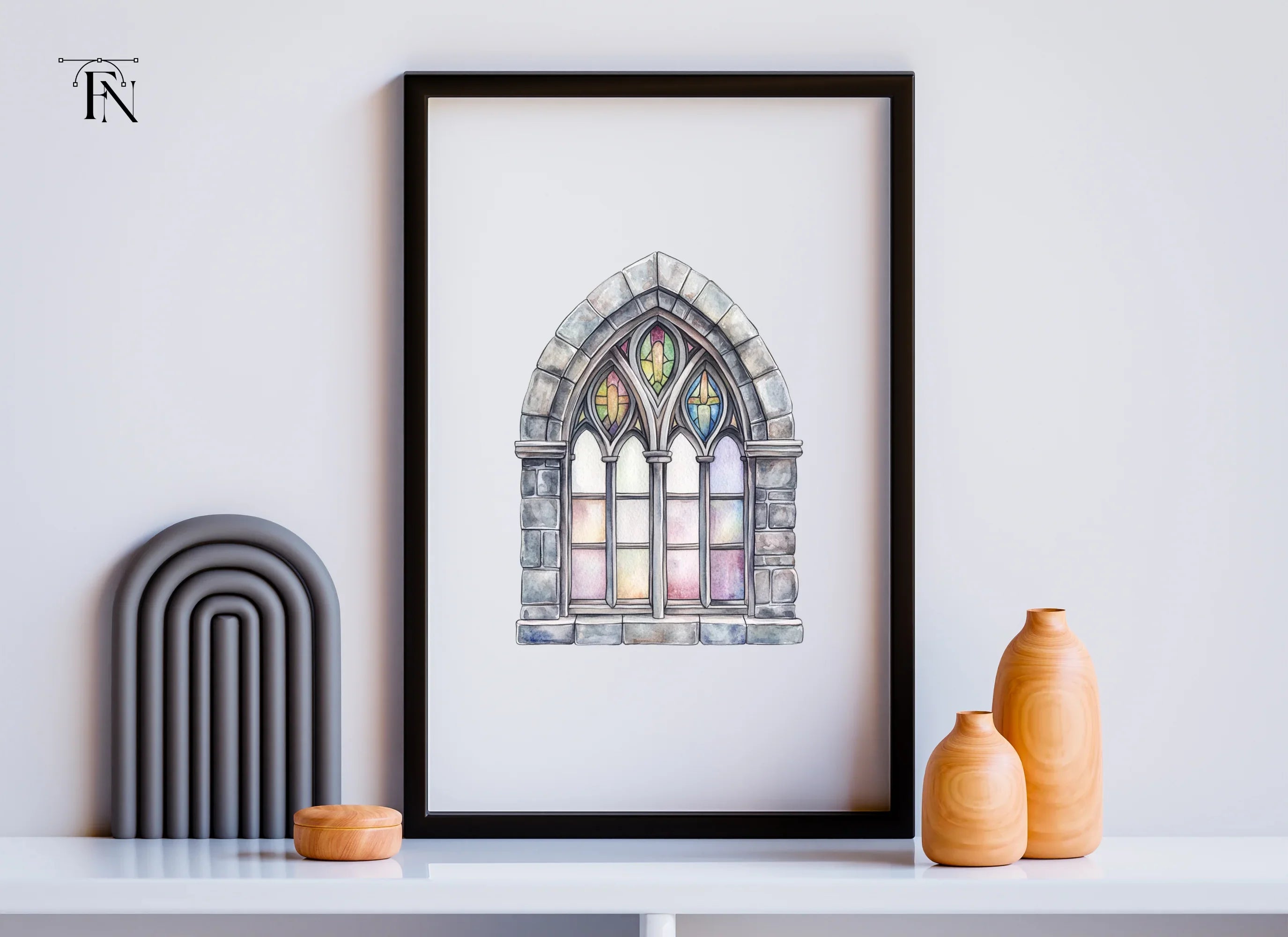 Gothic Stained Glass Window Clipart Bundle