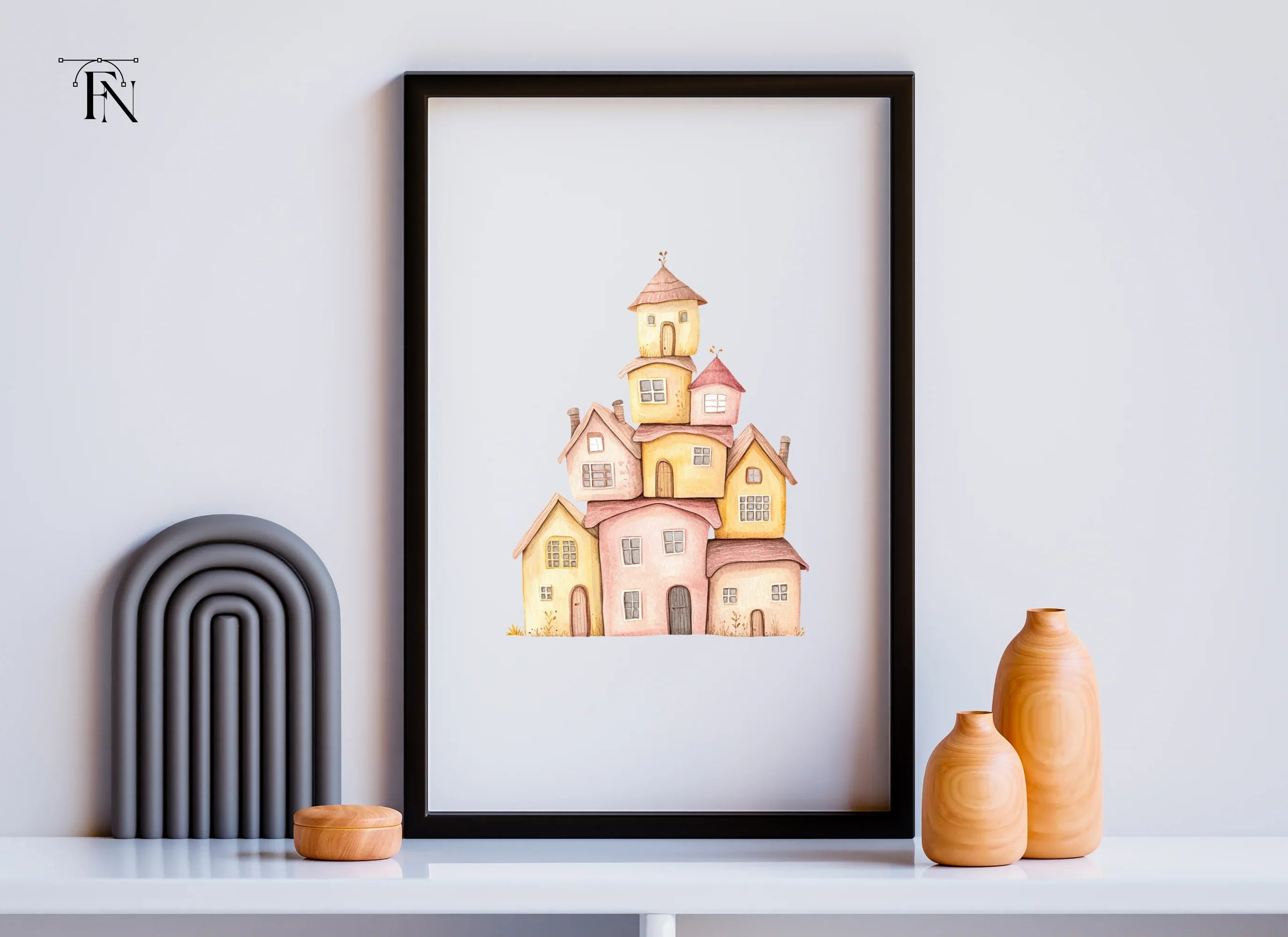 Whimsical Stacked Houses Clipart Bundle