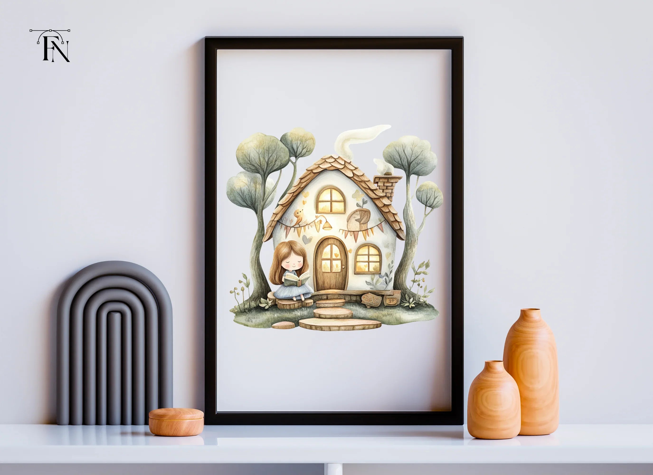 Cozy Cottage Girl Reading Clipart Bundle