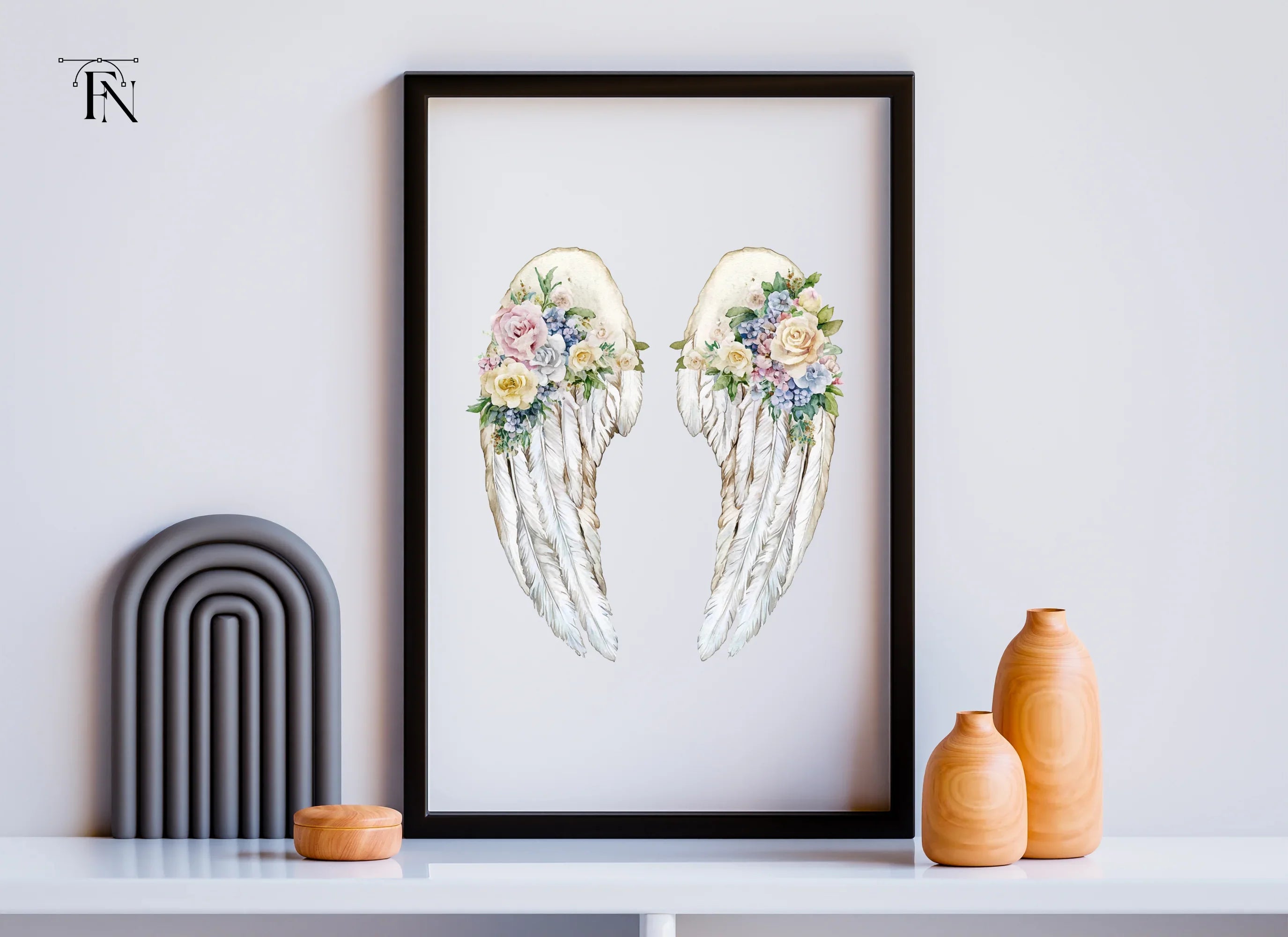Angel Wings Floral Clipart Bundle