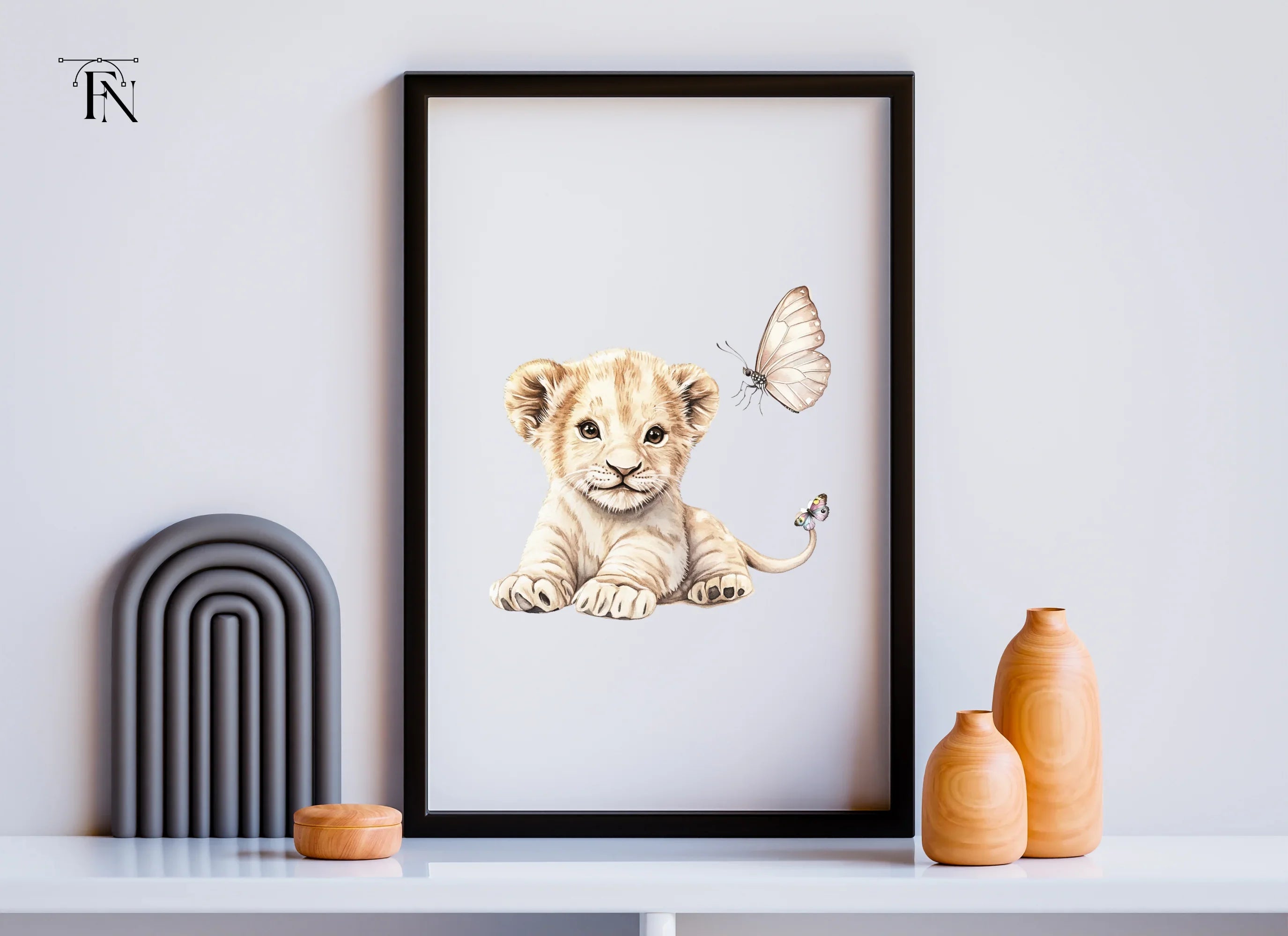 Cute Lion Cubs with Butterflies Clipart Bundle