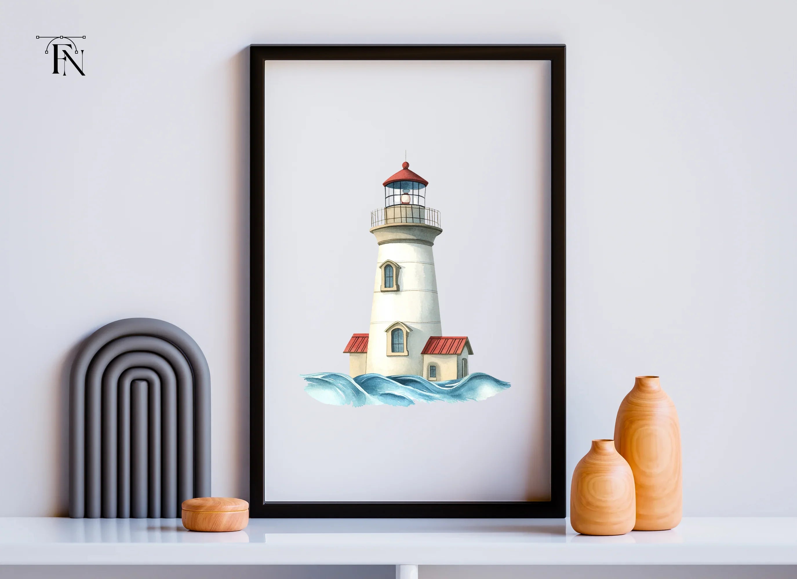 Lighthouse and Waves Clipart Bundle