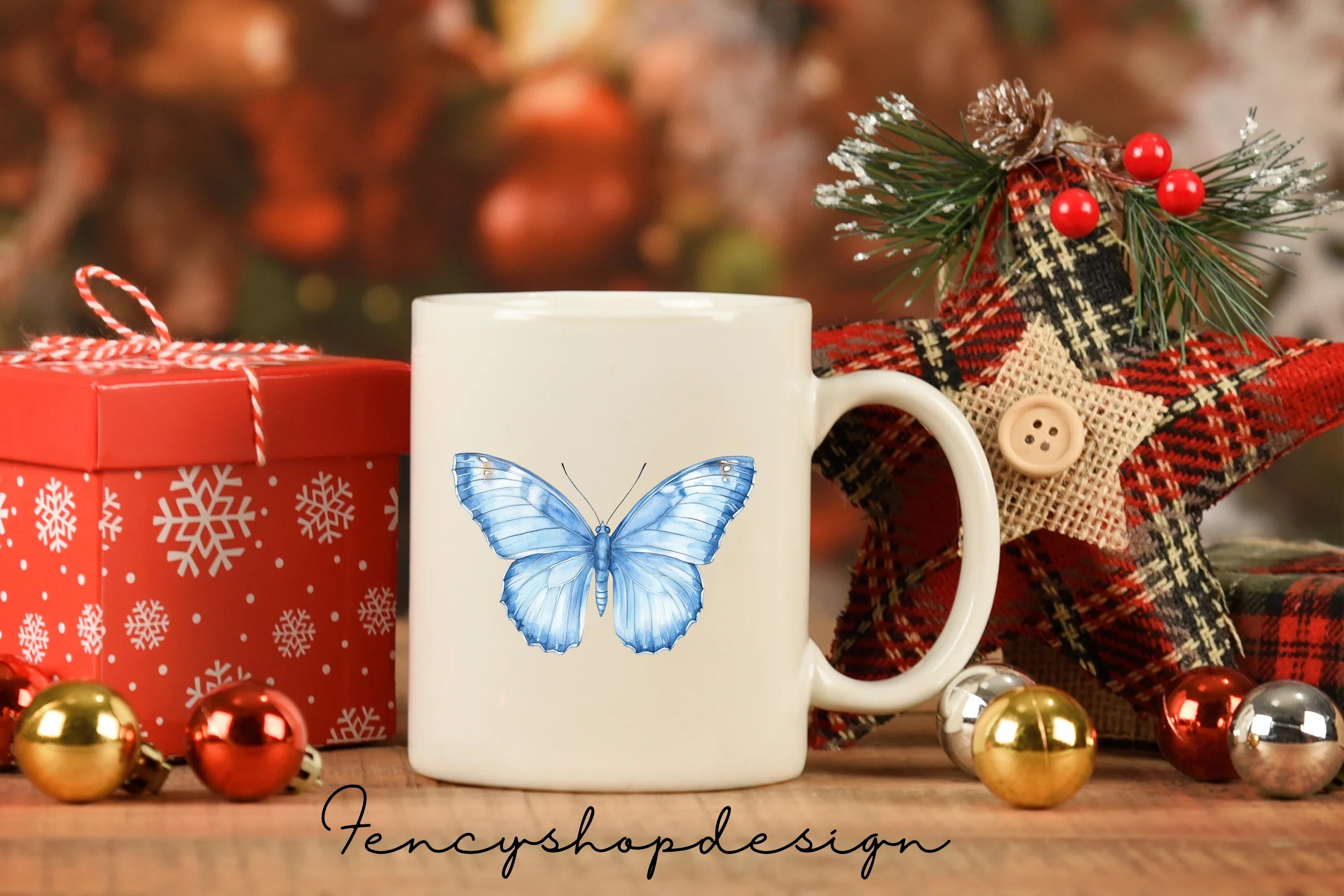 Delicate Blue Butterfly Clipart Bundle