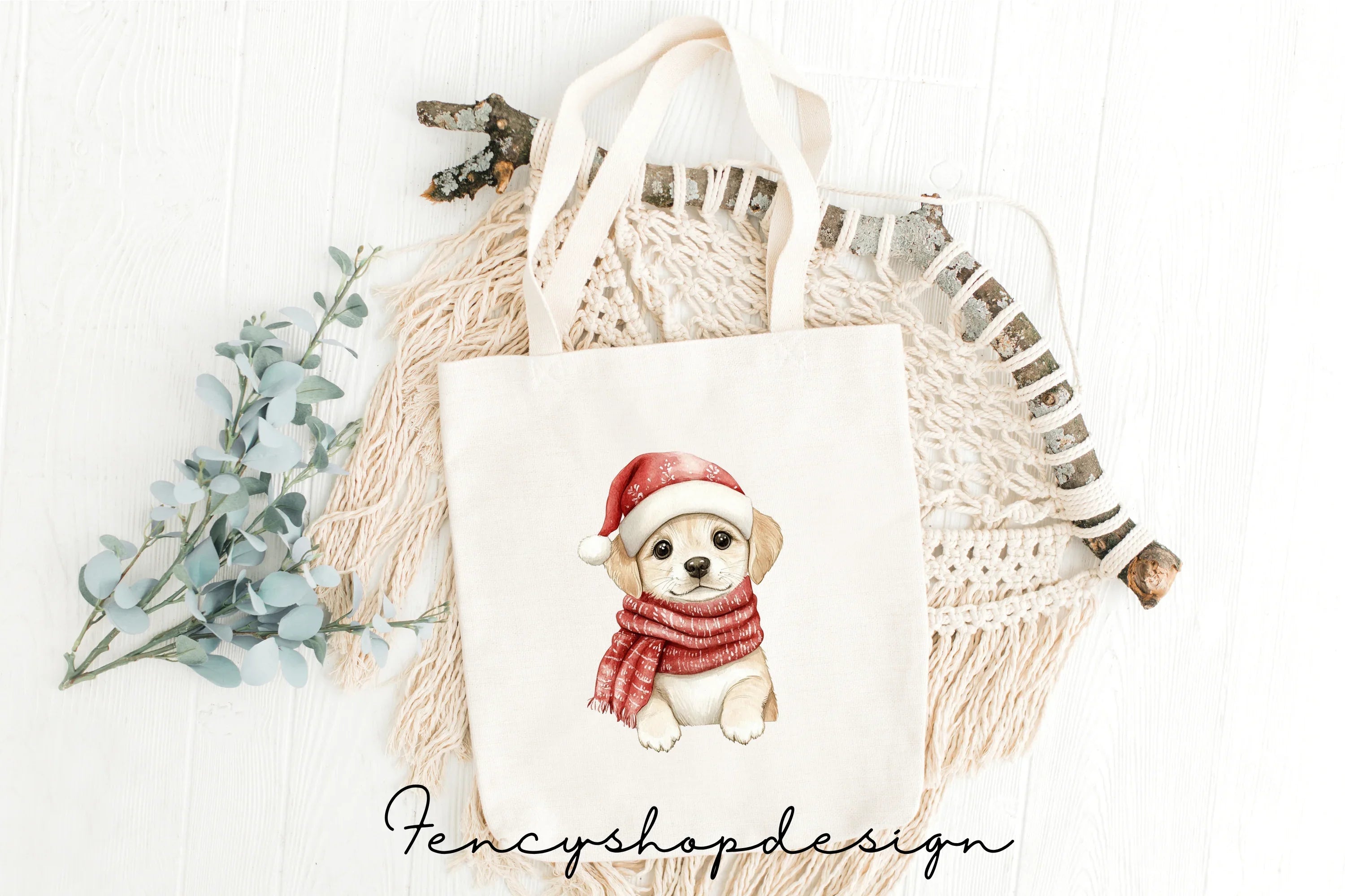 Adorable Christmas Puppies Clipart Bundle