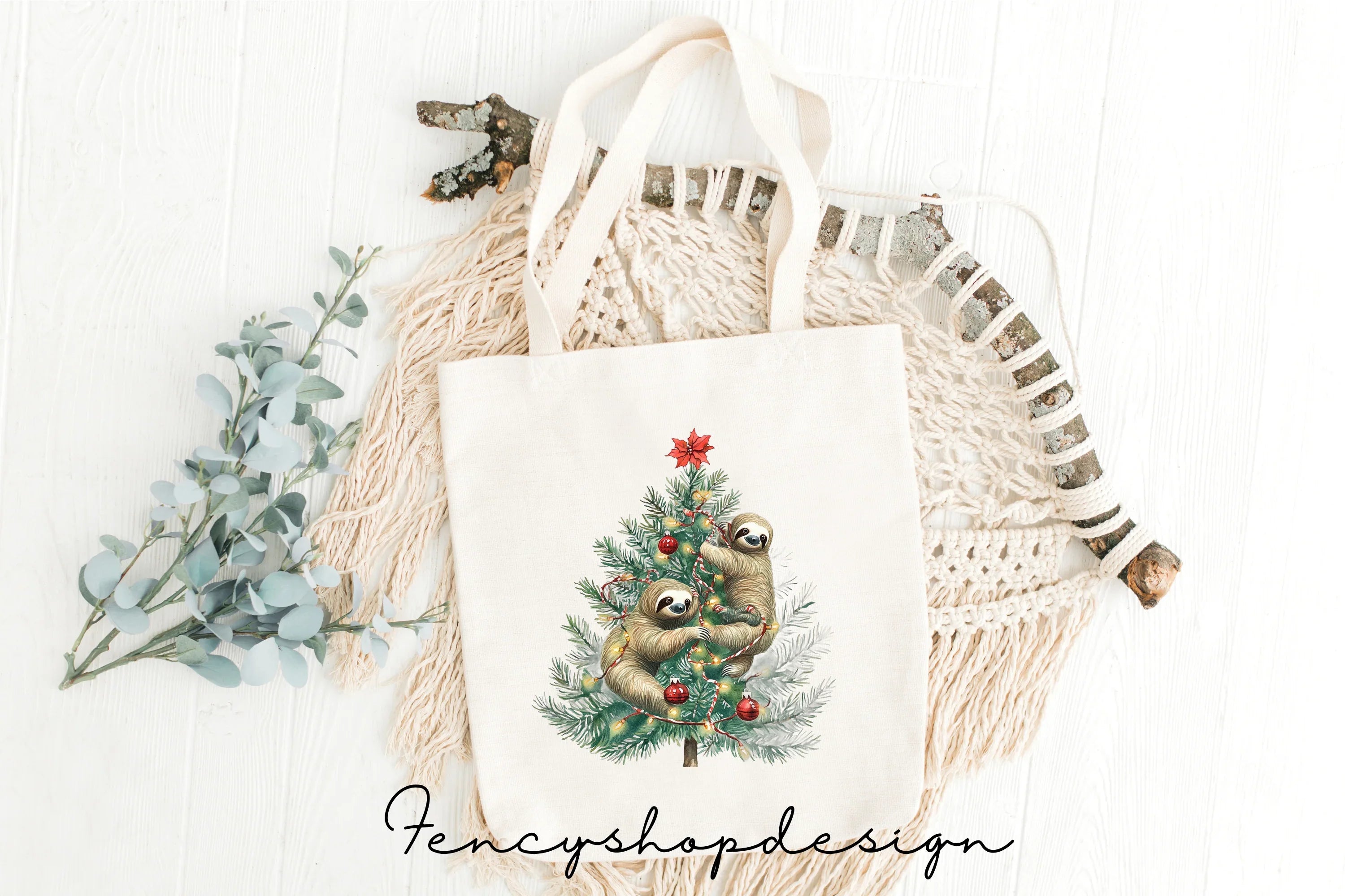 Christmas Sloth Family Clipart Bundle