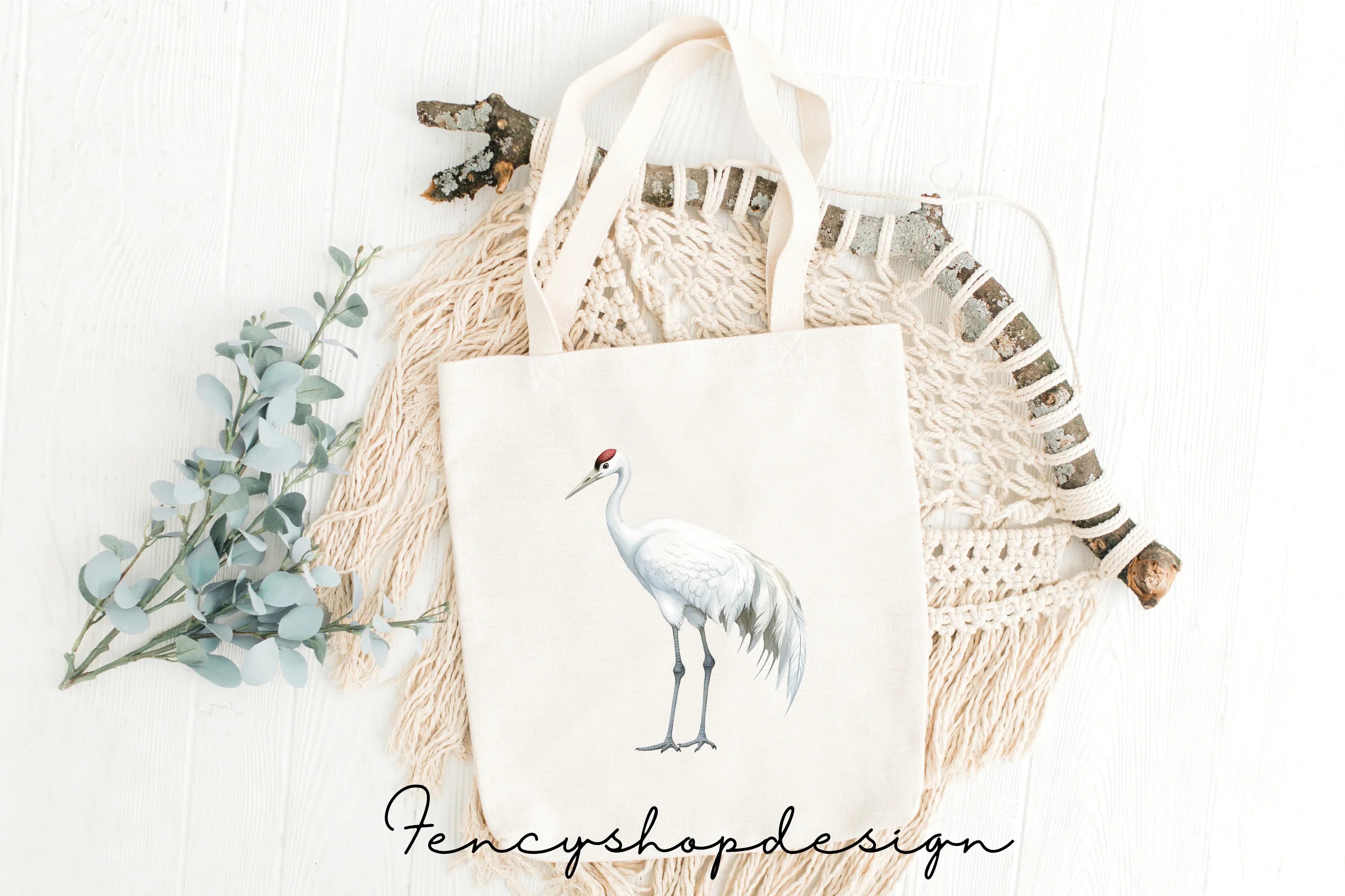 Elegant White Crane Clipart Bundle