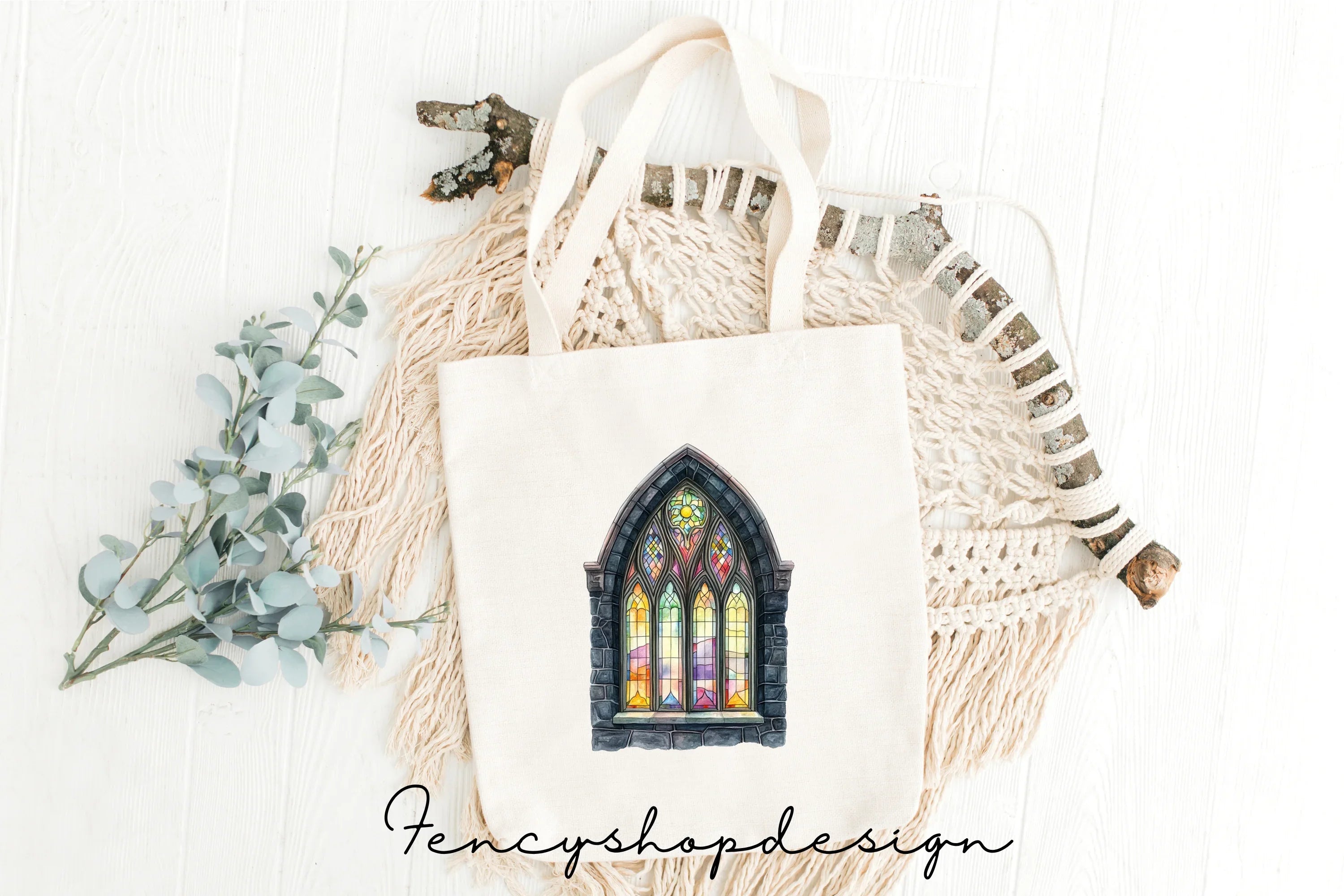 Gothic Stained Glass Window Clipart Bundle