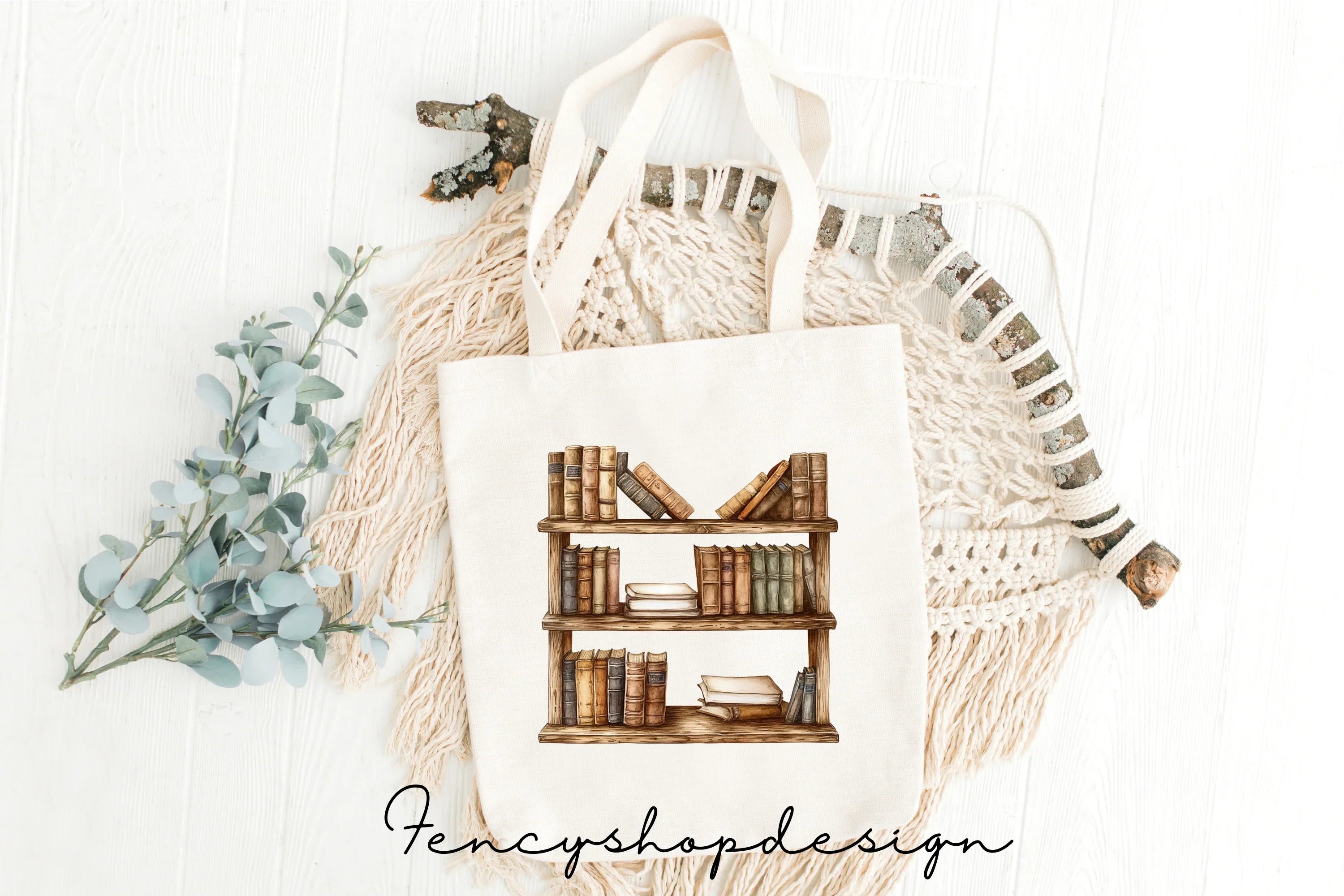 Vintage Bookshelf Clipart Bundle