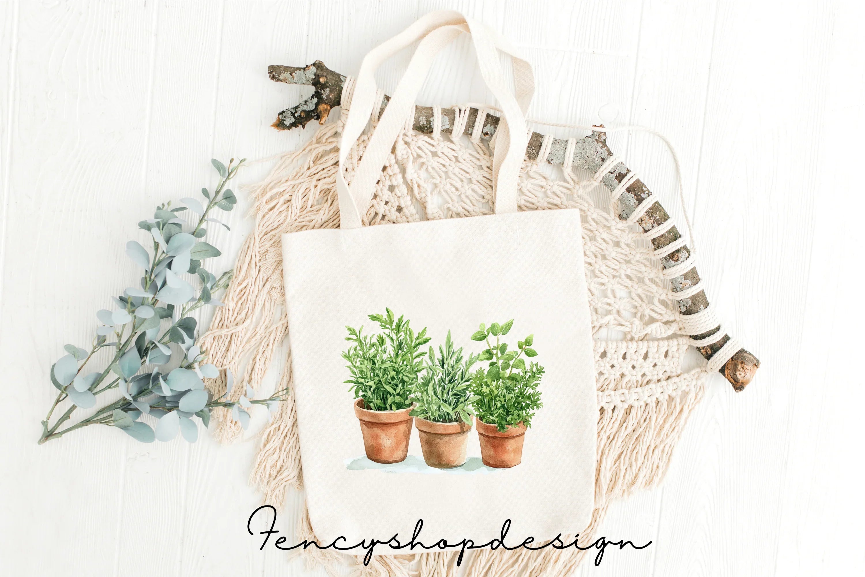 Potted Herbs Clipart Bundle