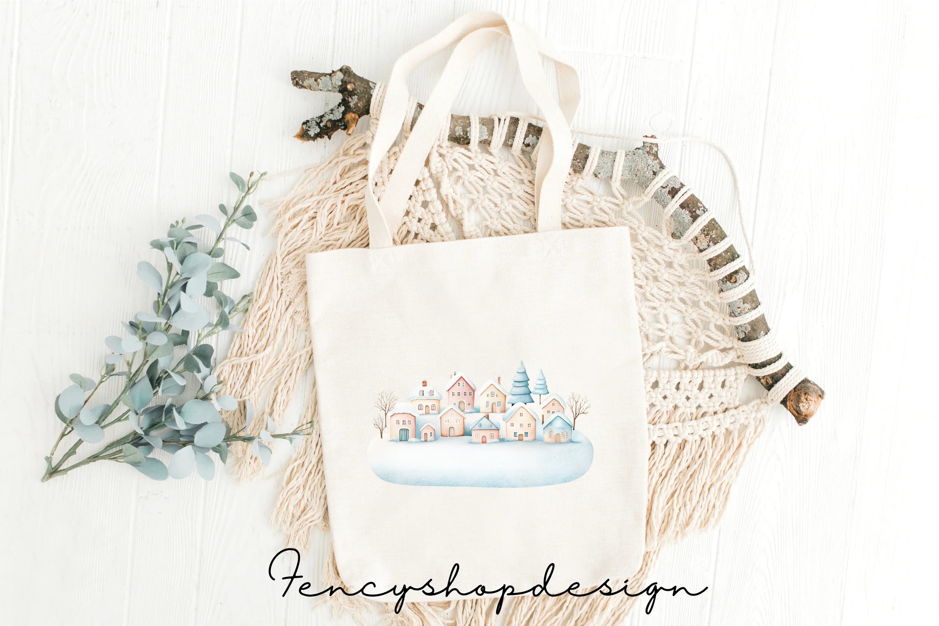 Cozy Winter Village Clipart Bundle