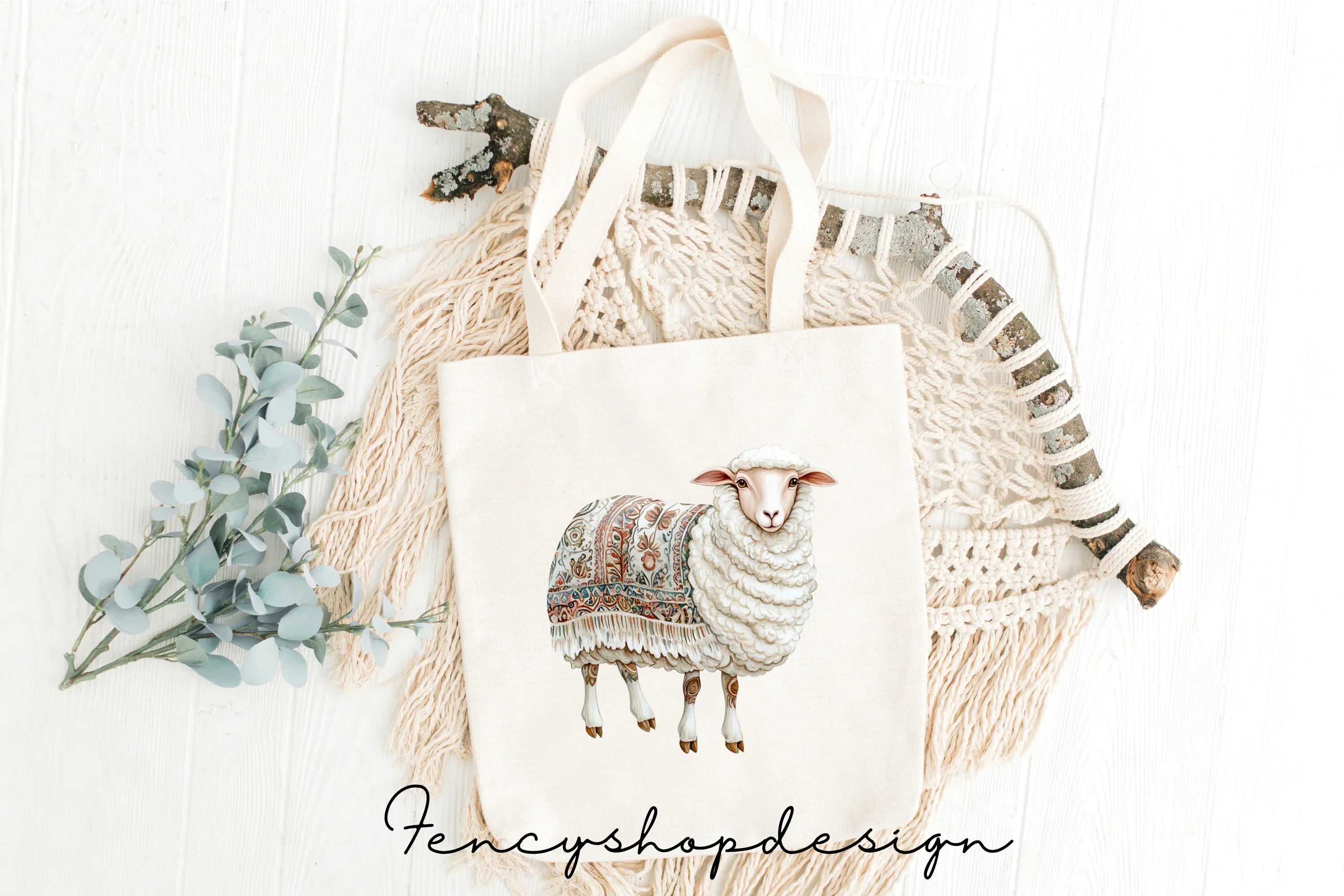 Whimsical Patterned Sheep Clipart Bundle