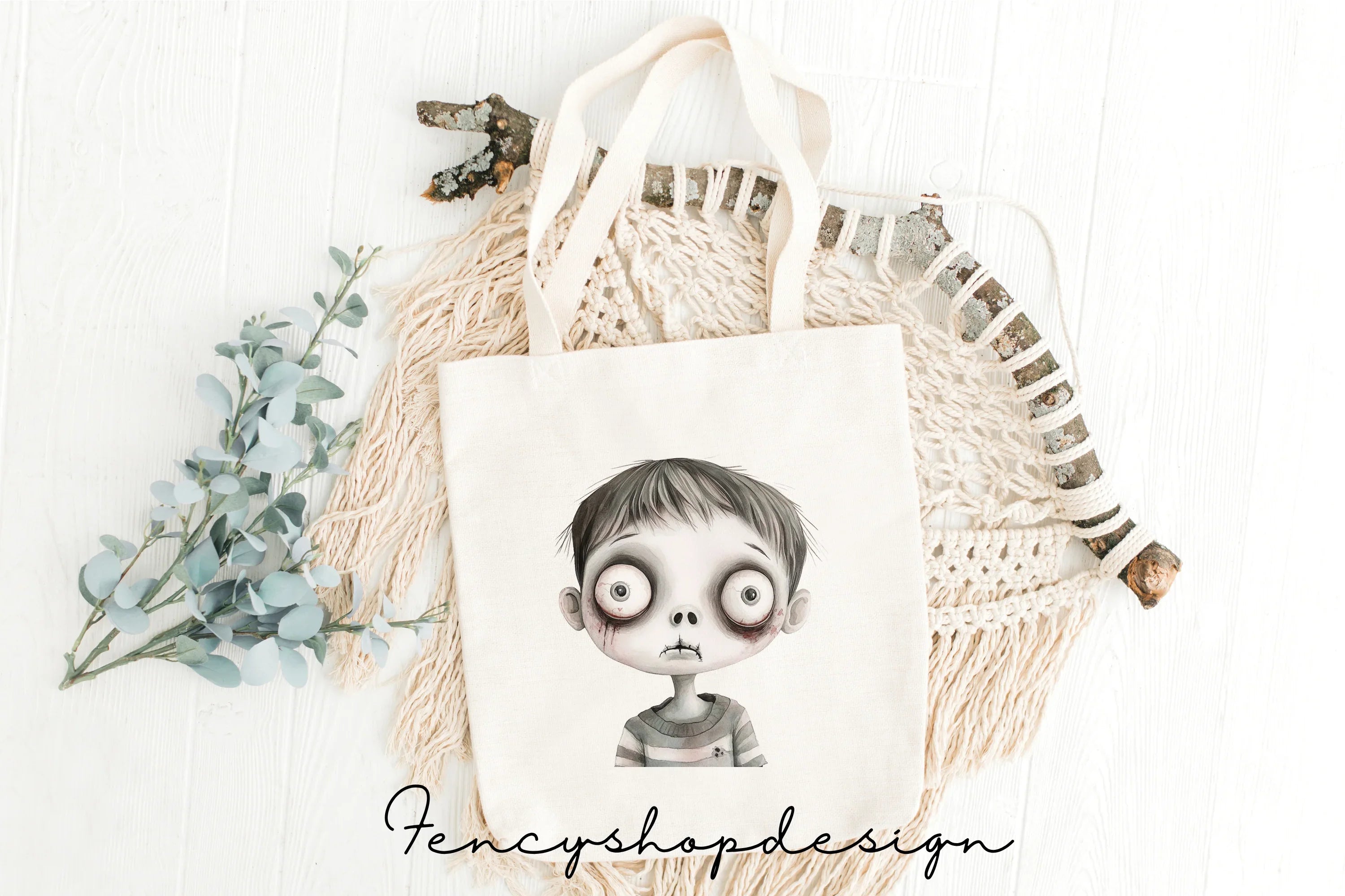 Spooky Cute Zombie Boy Halloween Clipart Bundle