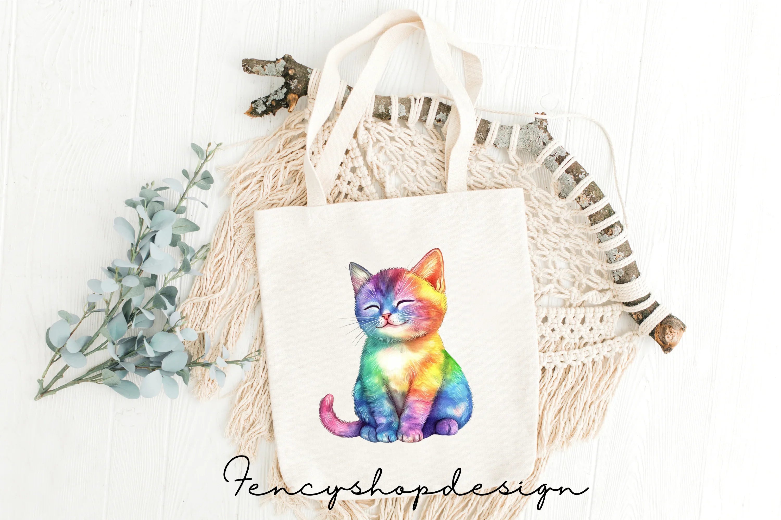 Vibrant Rainbow Kitten Clipart Bundle