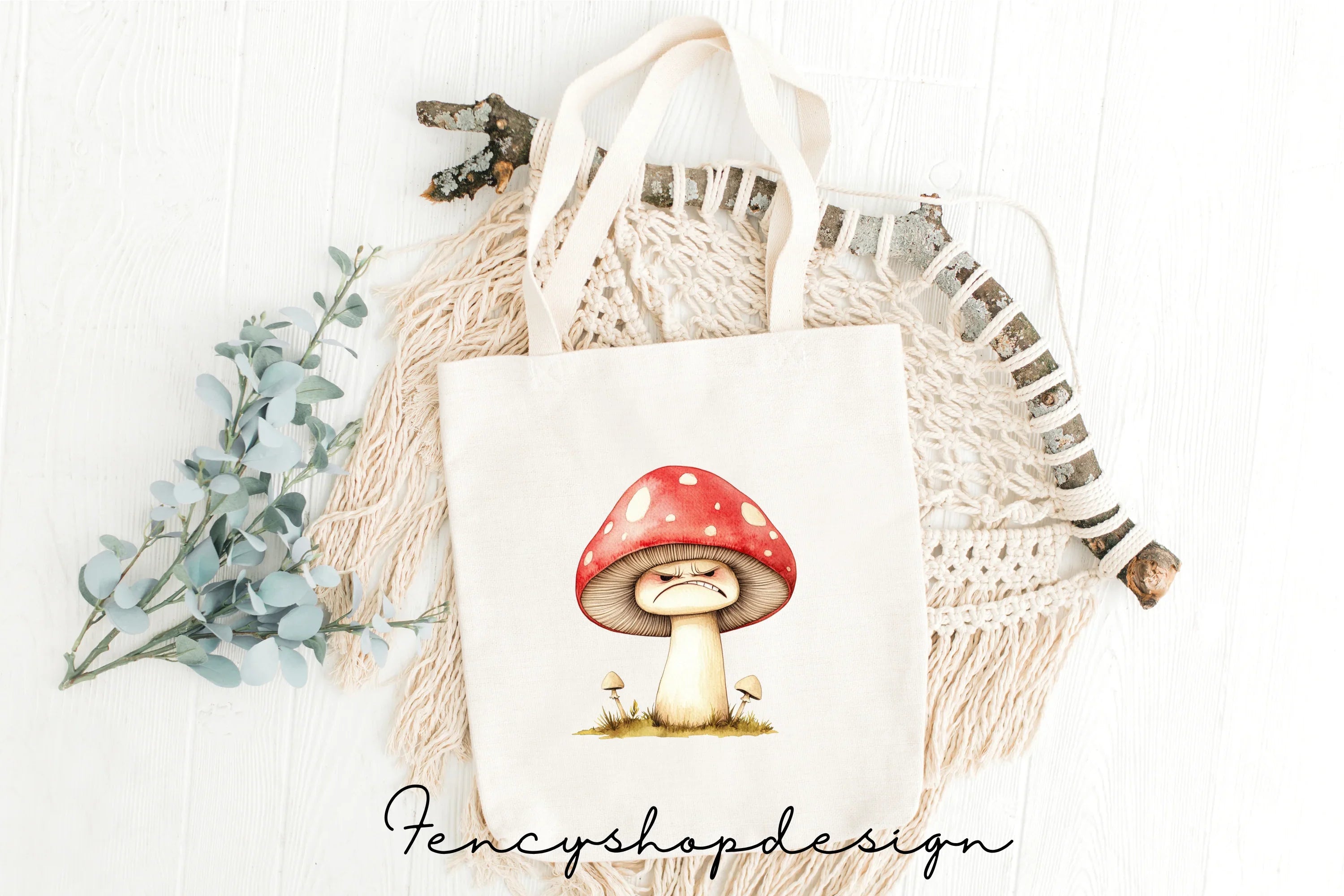 Angry Cartoon Mushroom Clipart Bundle