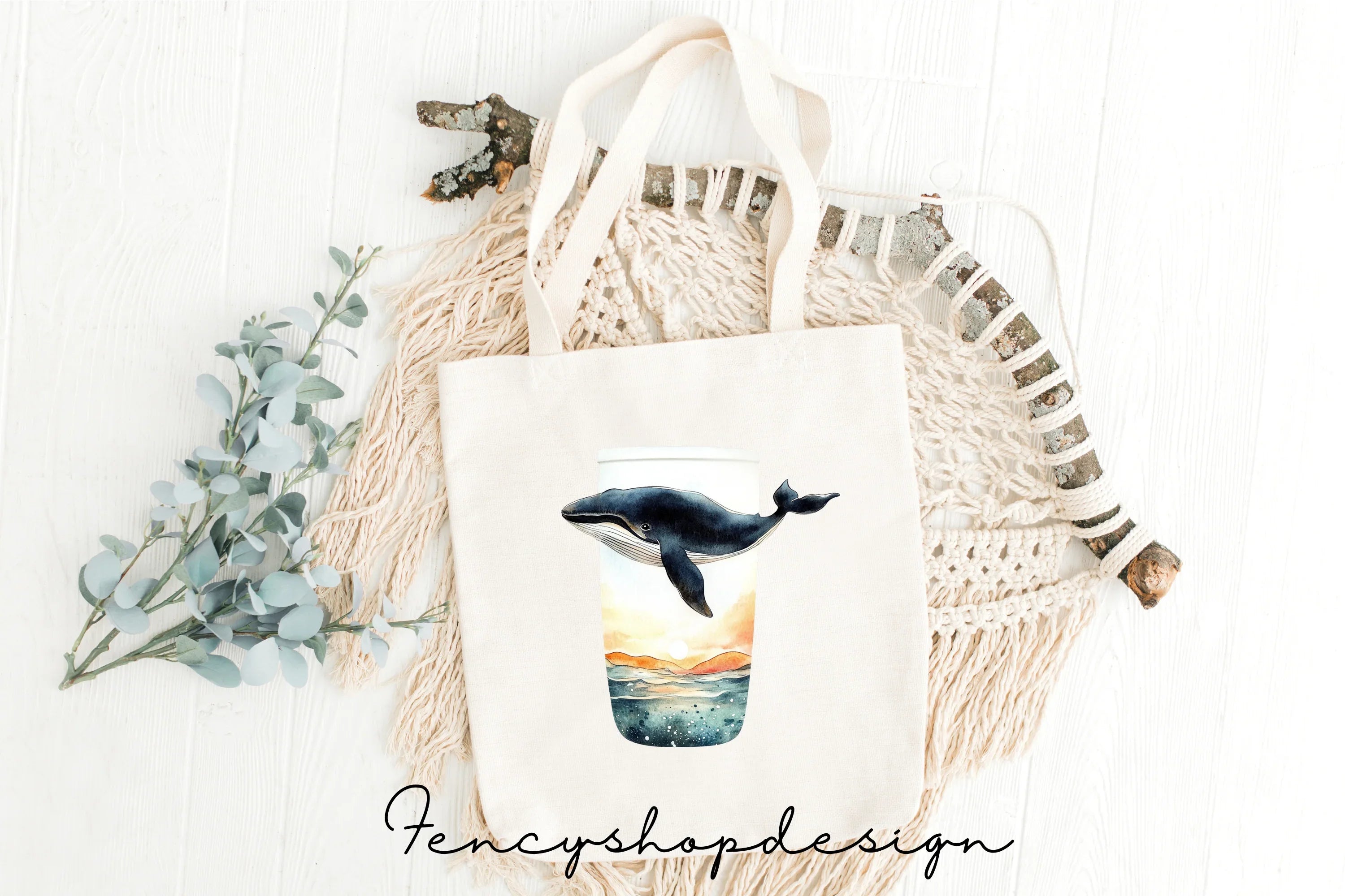Whale Sunset Jar Clipart Bundle