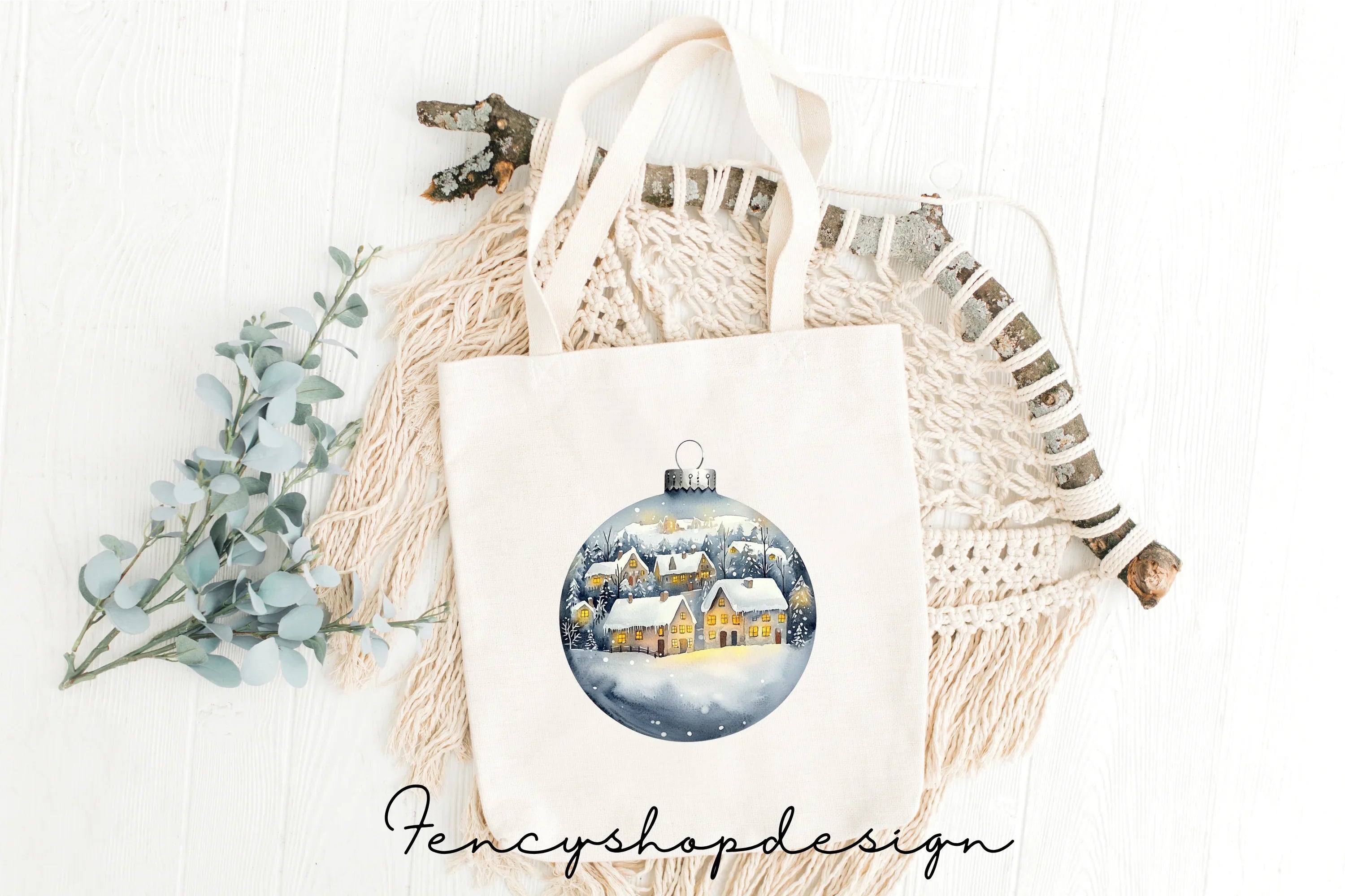 Winter Village Ornaments Clipart Bundle