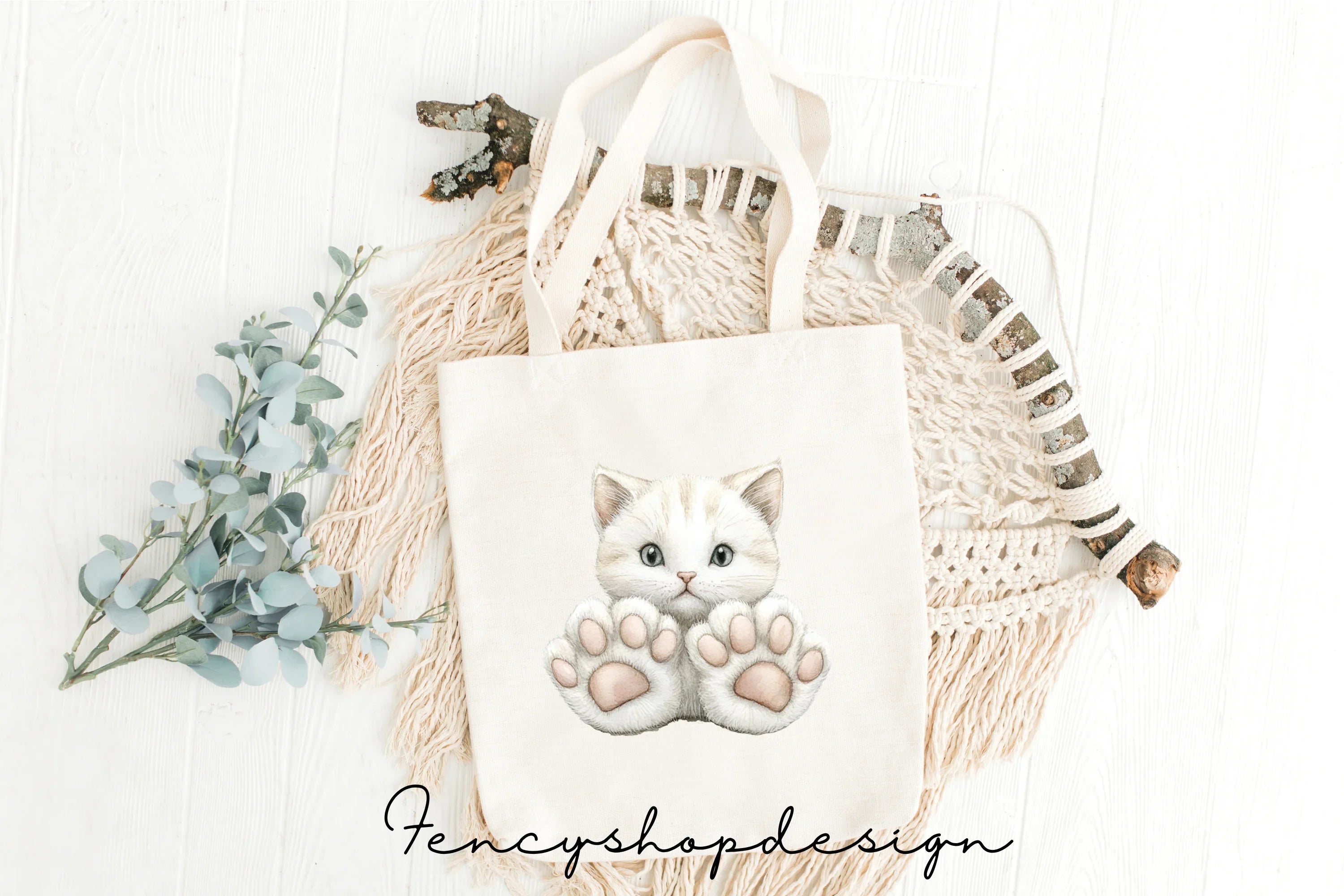 Cute Cat Paws Kitten Clipart Bundle