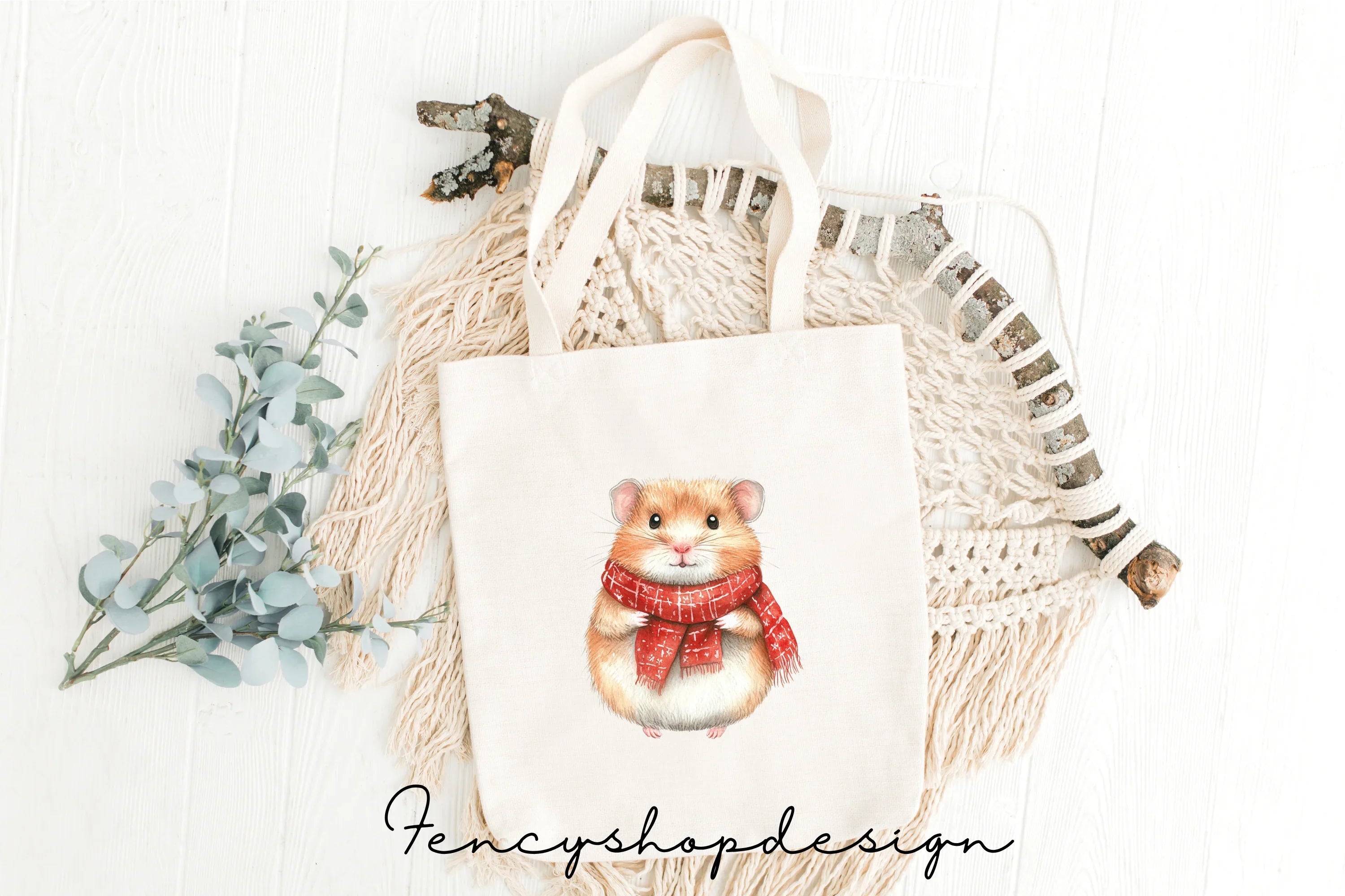Cute Christmas Hamster Clipart Bundle
