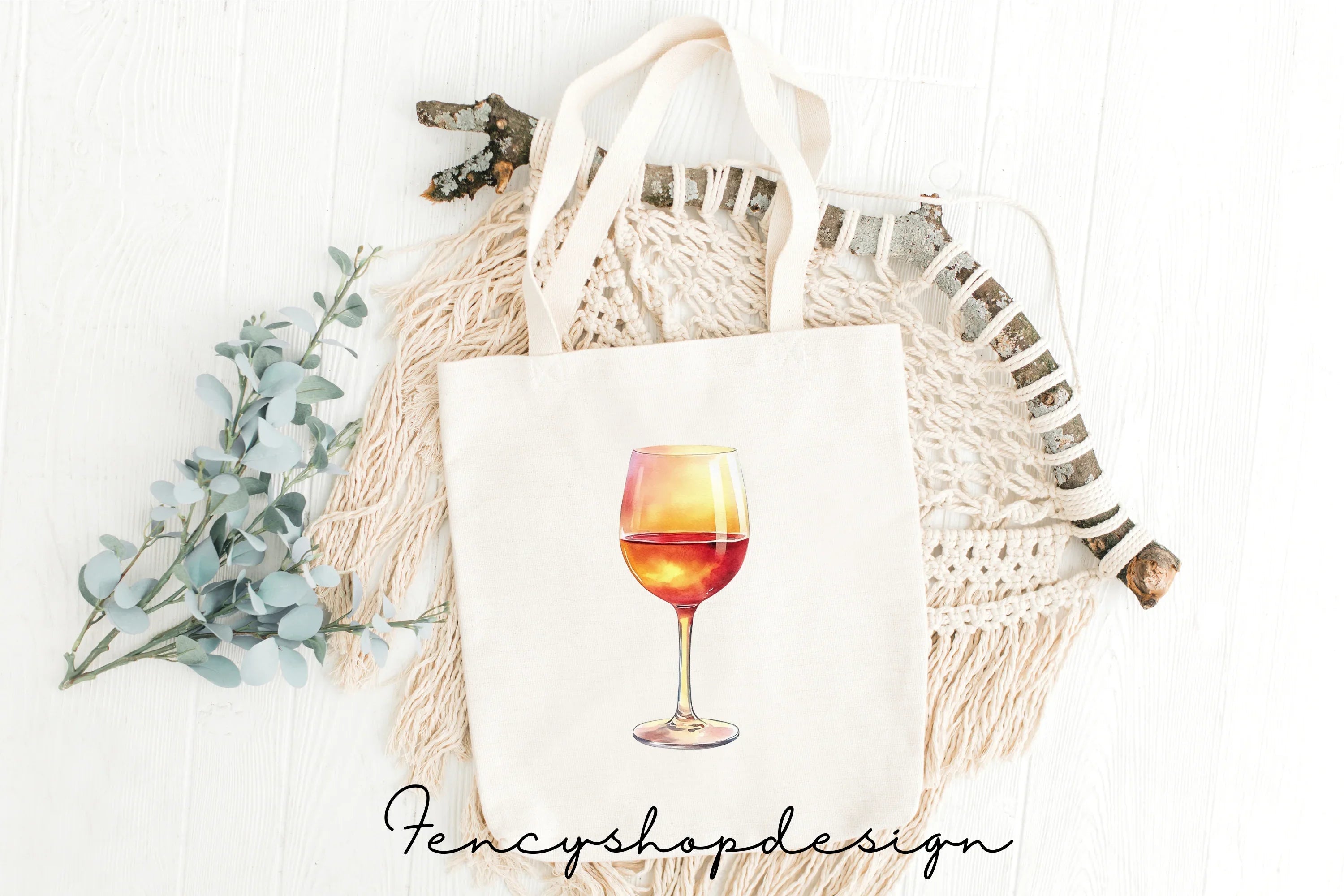 Sunset Wine Glass Clipart Bundle