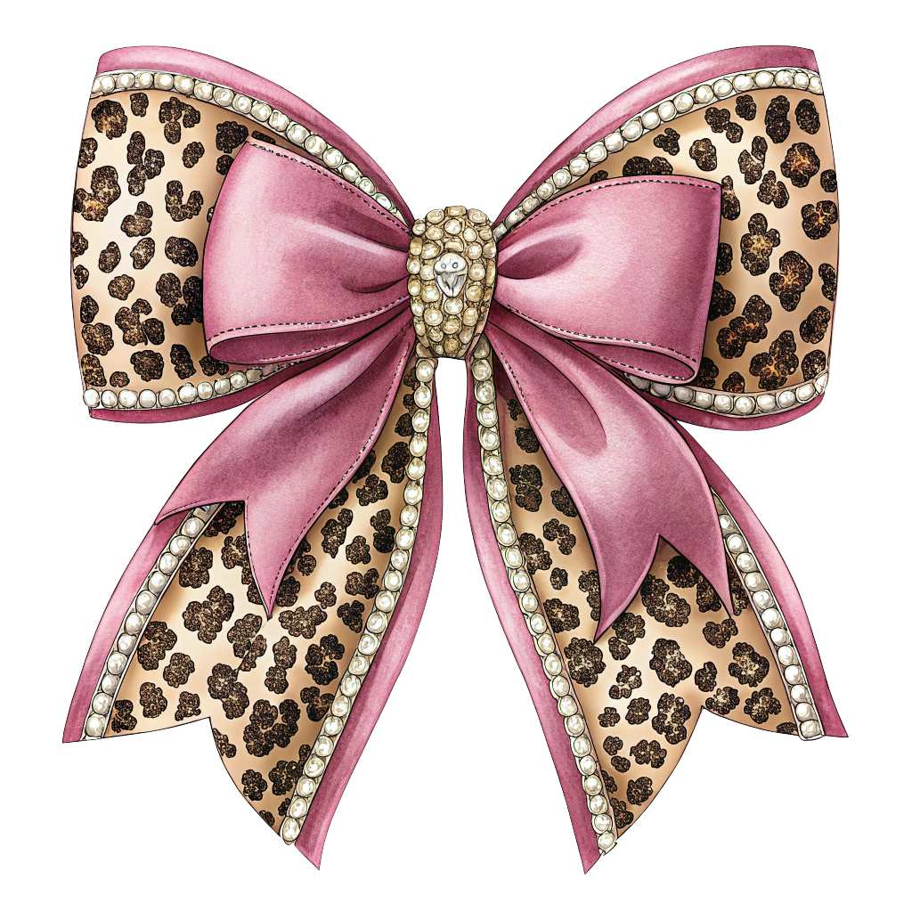 Pink Cheetah Spots Bow Clipart Bundle - CraftNest - Digital Crafting and Art