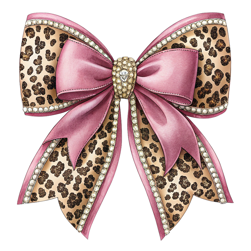 Pink Cheetah Spots Bow Clipart Bundle - CraftNest - Digital Crafting and Art