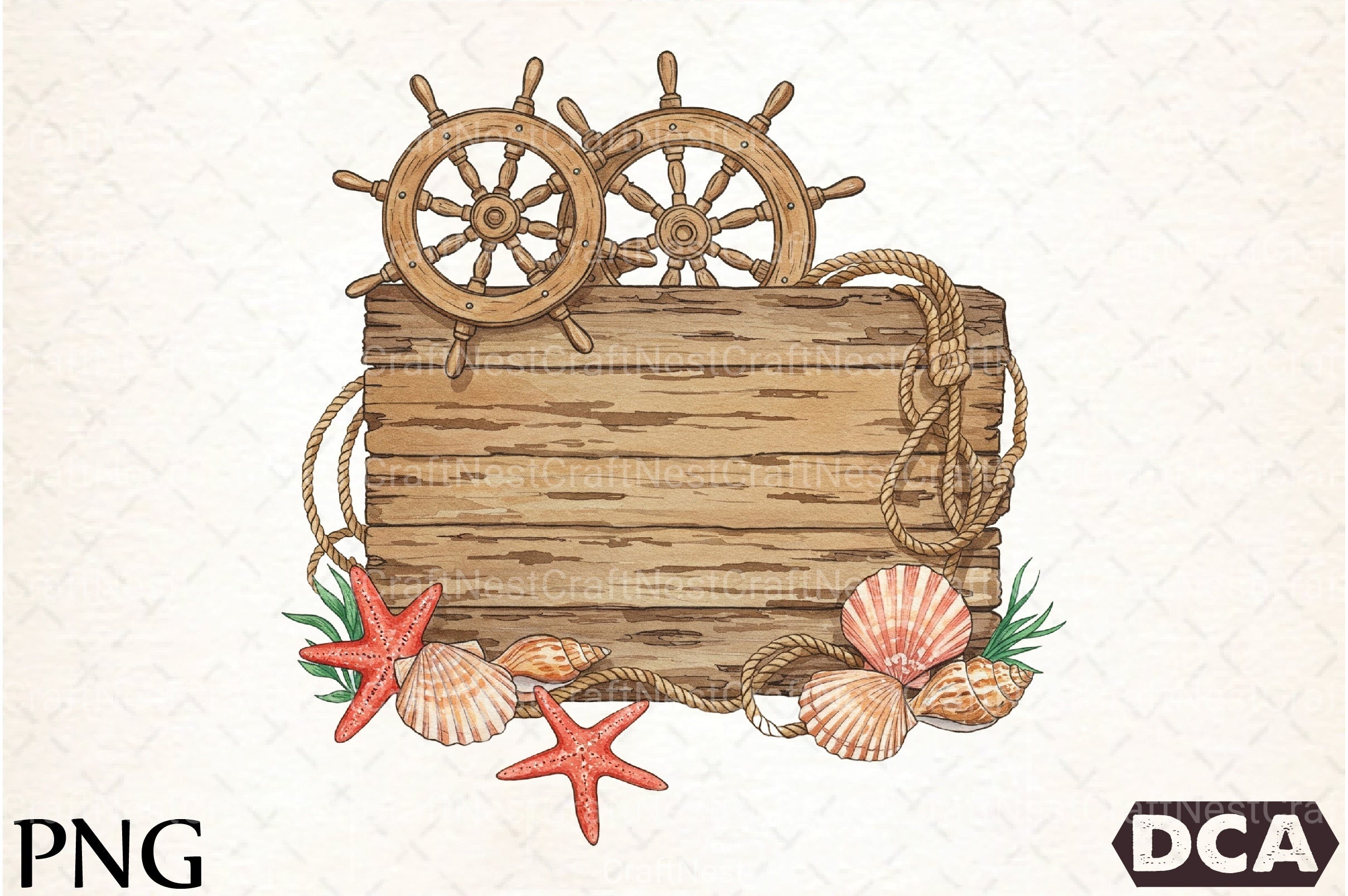 Wooden Board Seashells Clipart Bundle 1 - CraftNest - Digital Crafting and Art