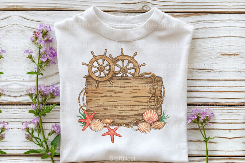 Wooden Board Seashells Clipart Bundle 1 - CraftNest - Digital Crafting and Art