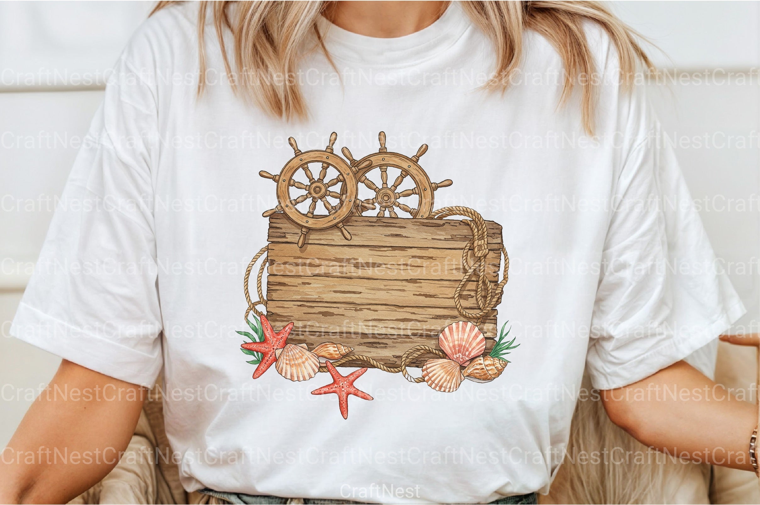 Wooden Board Seashells Clipart Bundle 1 - CraftNest - Digital Crafting and Art