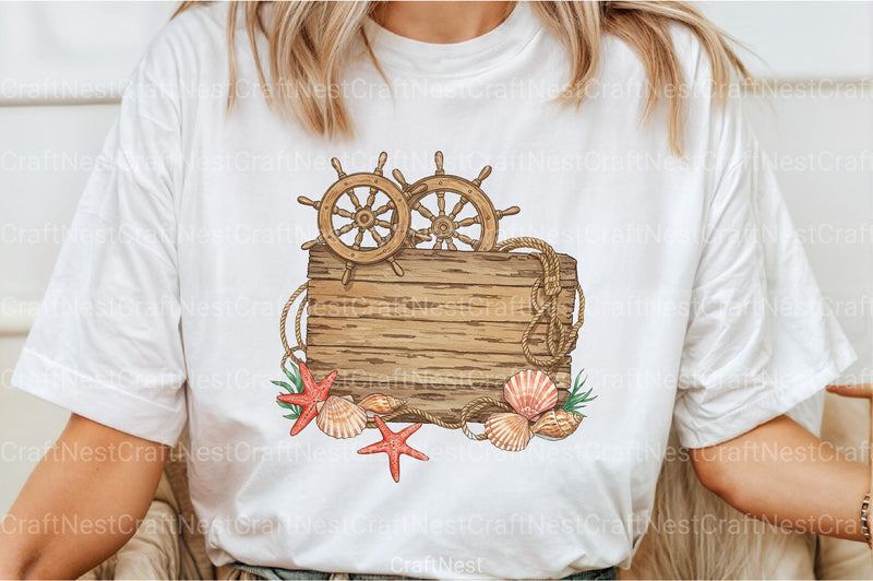 Wooden Board Seashells Clipart Bundle 1 - CraftNest - Digital Crafting and Art